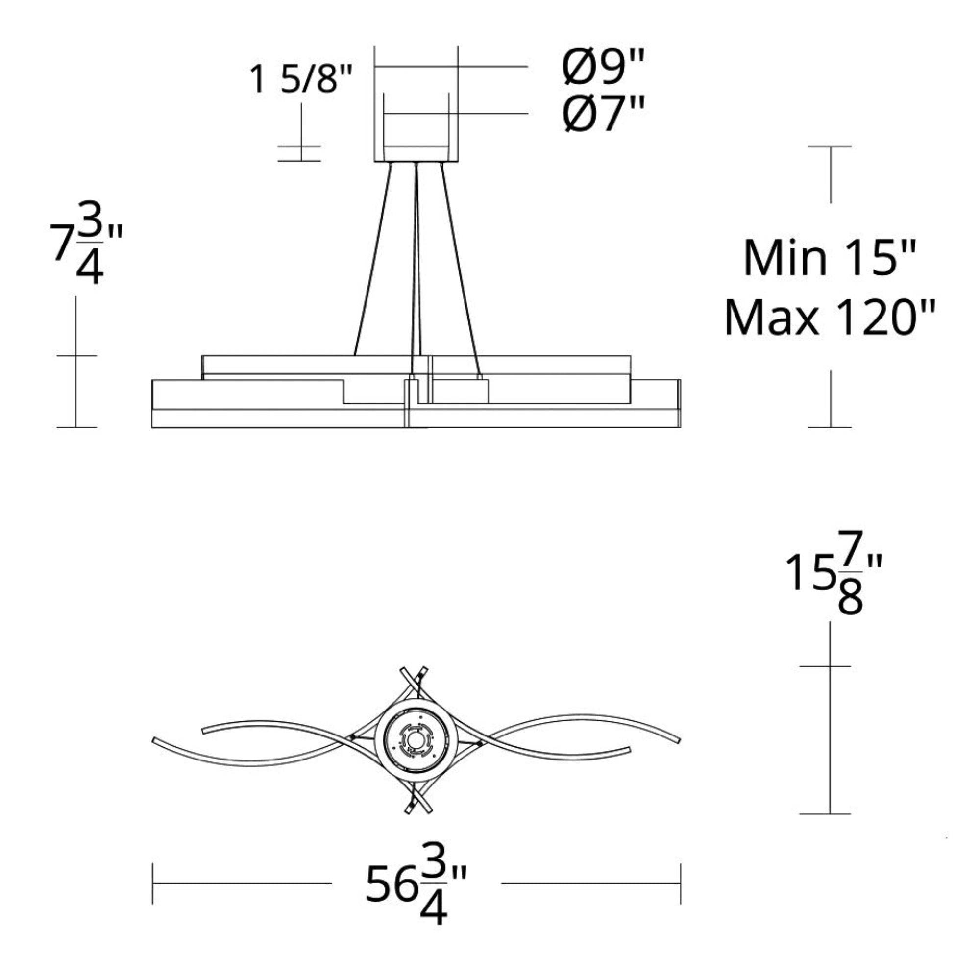 Arcs 58" LED Linear Pendant, Black Finish - Bees Lighting