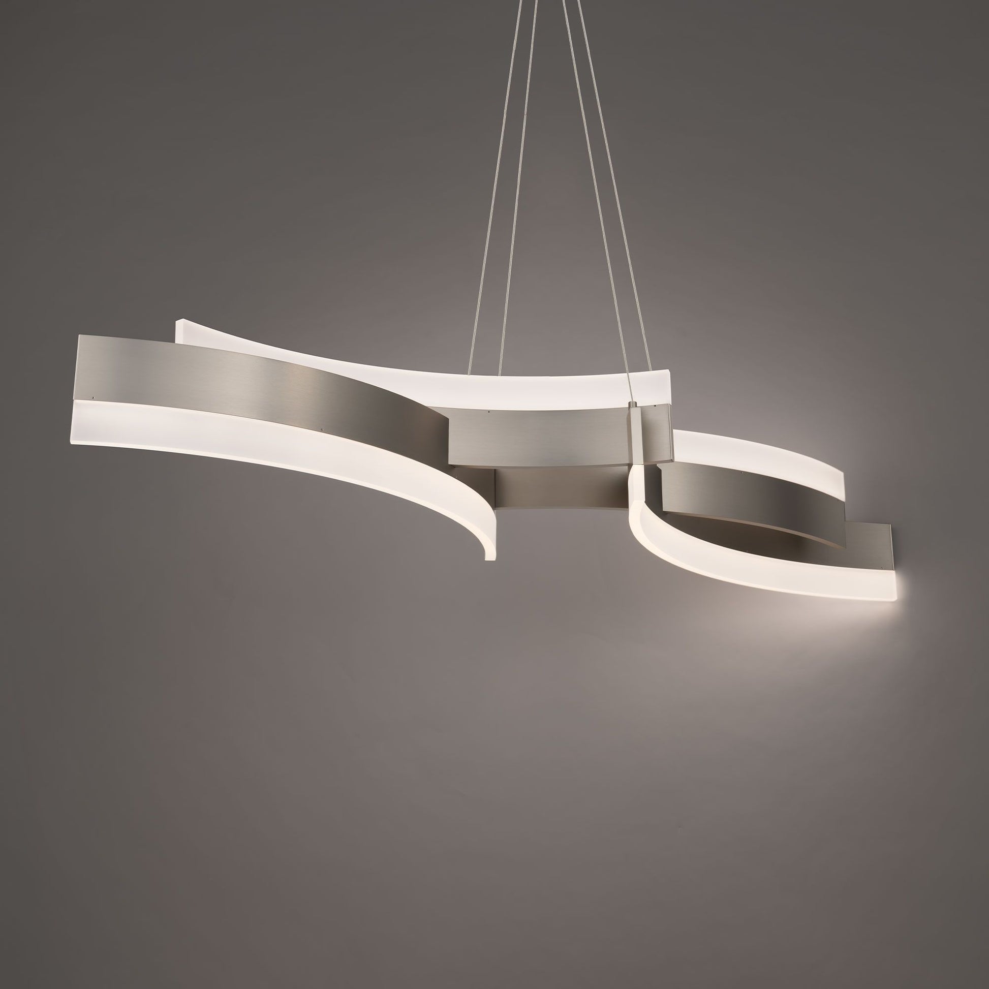 Arcs 58" LED Linear Pendant, Brushed Nickel Finish - Bees Lighting