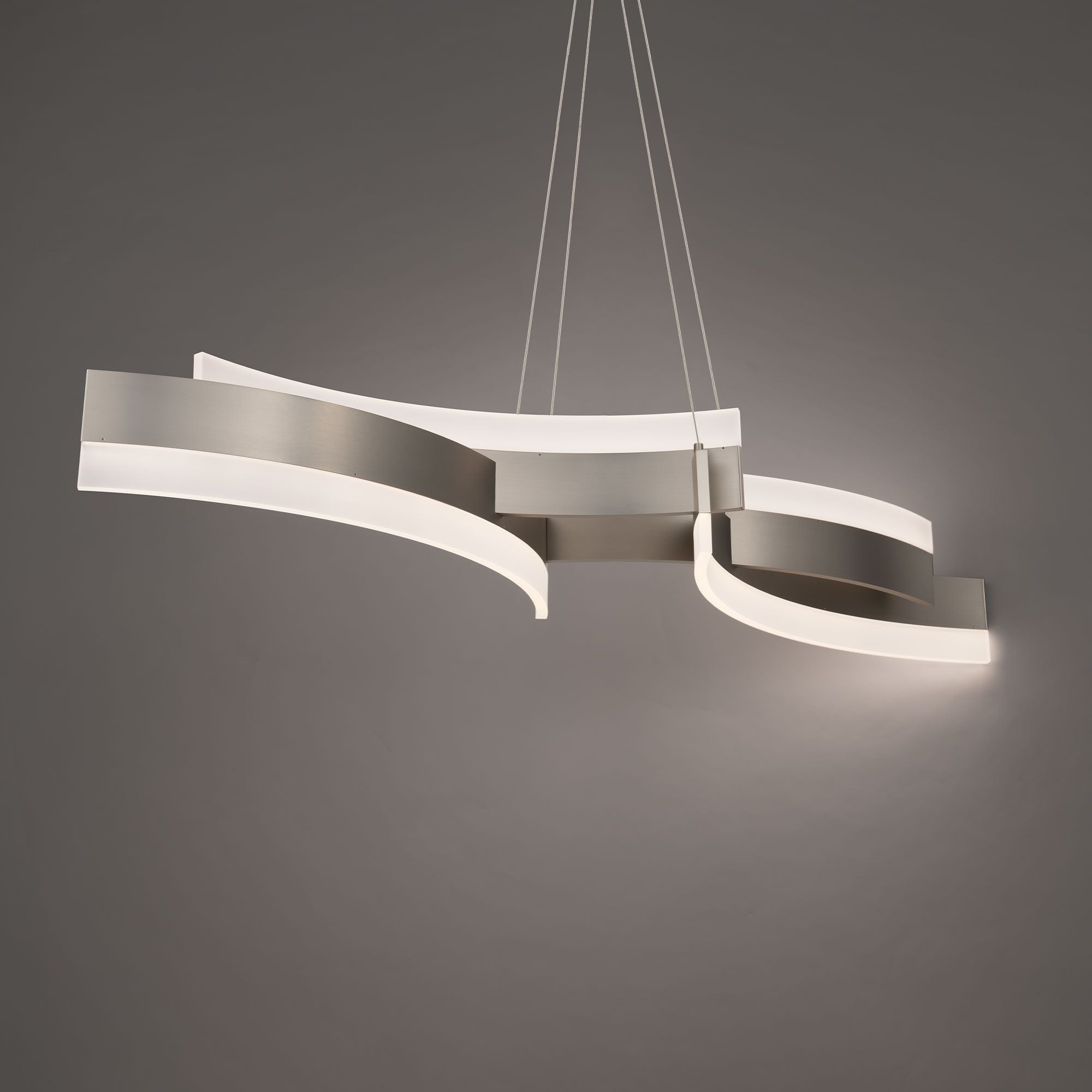Arcs 58" LED Linear Pendant, Brushed Nickel Finish - Bees Lighting