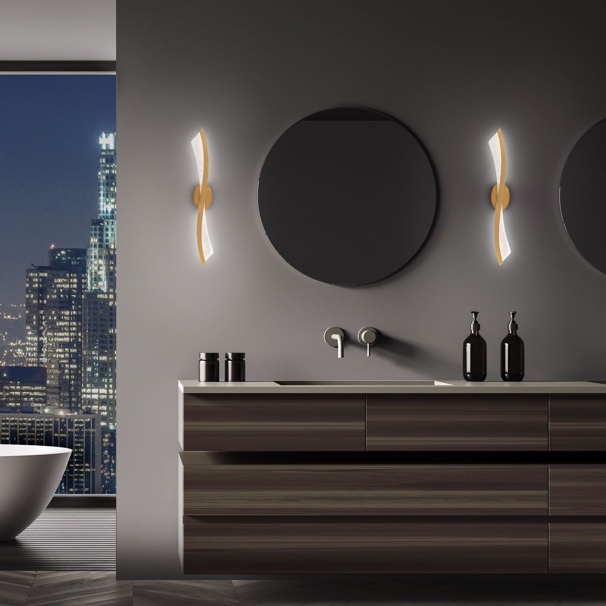 Ascot 34" LED Wall Light, Aged Brass Finish