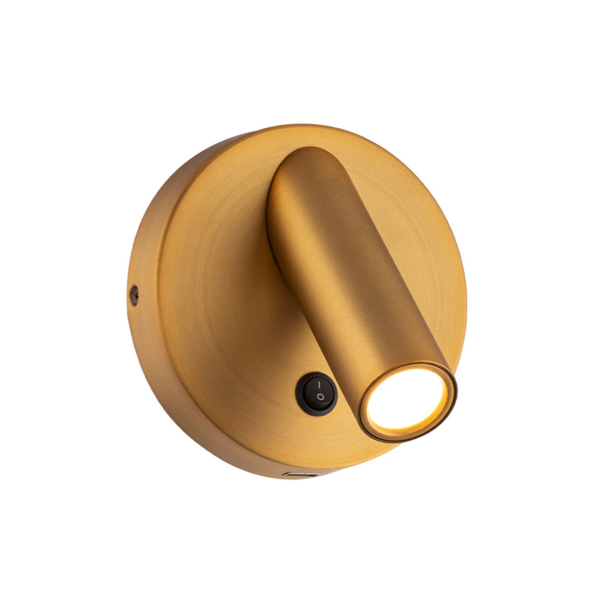 Aspire 5" LED Reading Bed Light, Aged Brass Finish - Bees Lighting