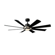 Aura 60" Black & Nickel Windmill Outdoor LED Smart Ceiling Fan