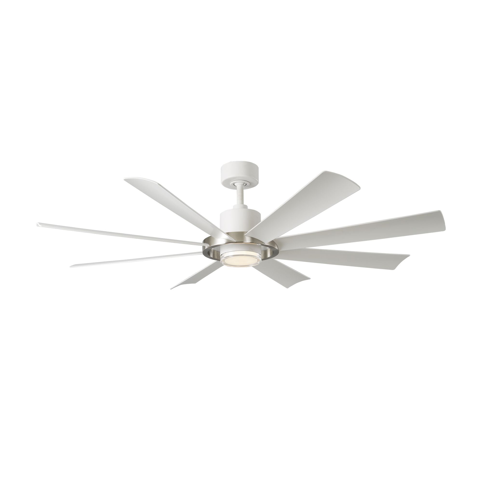 Aura 60" White & Nickel Windmill Outdoor LED Smart Ceiling Fan