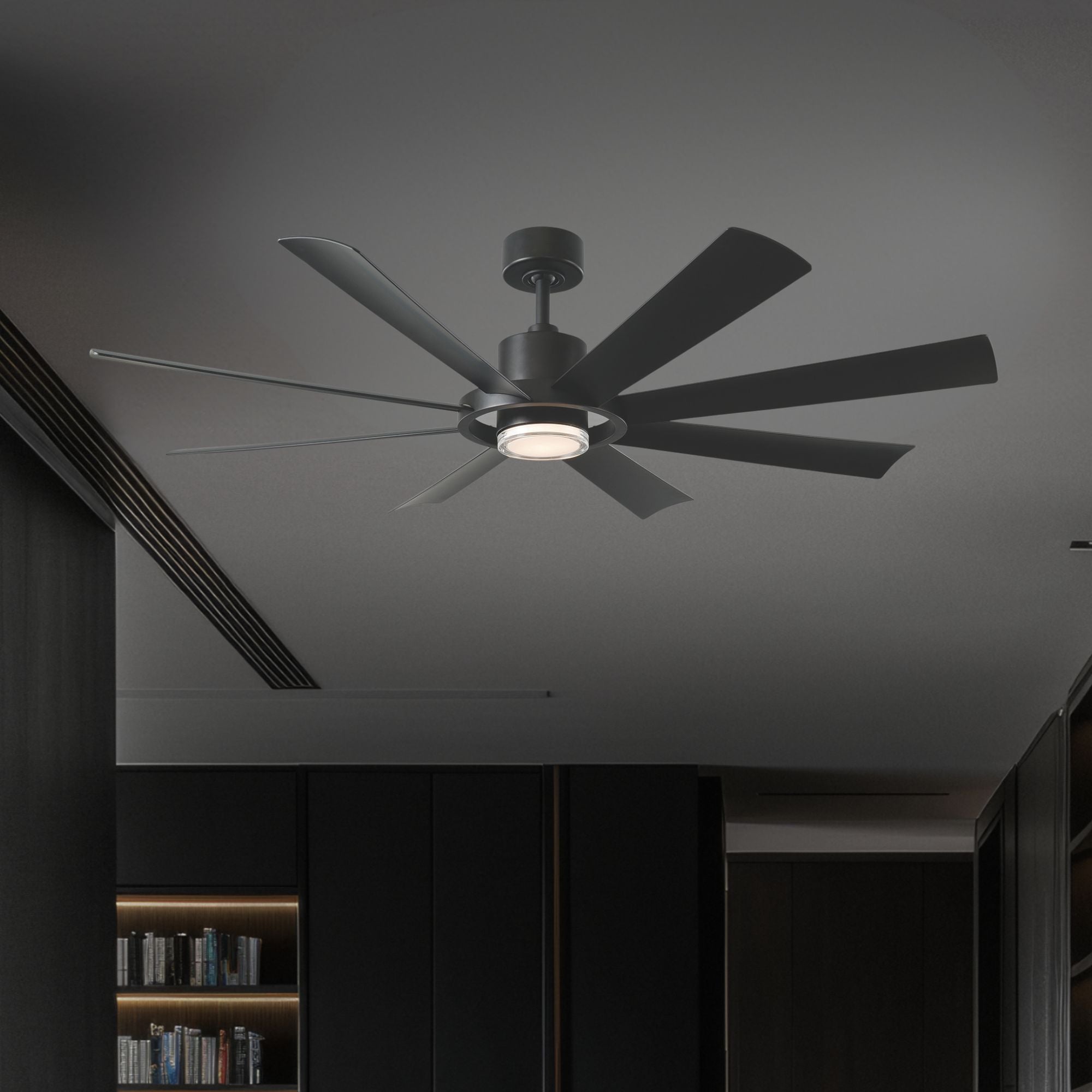 Aura 60" Black Windmill Outdoor LED Smart Ceiling Fan
