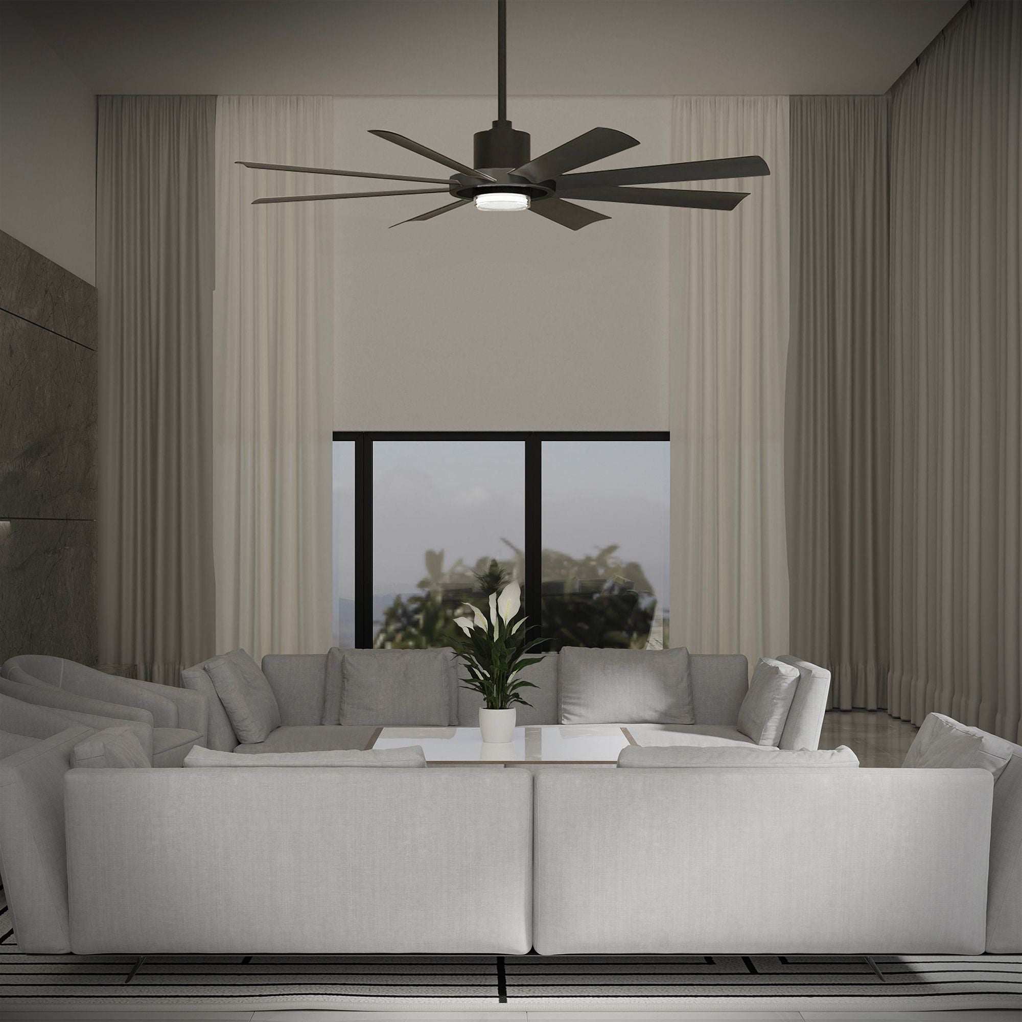 Aura 60" Black Windmill Outdoor LED Smart Ceiling Fan