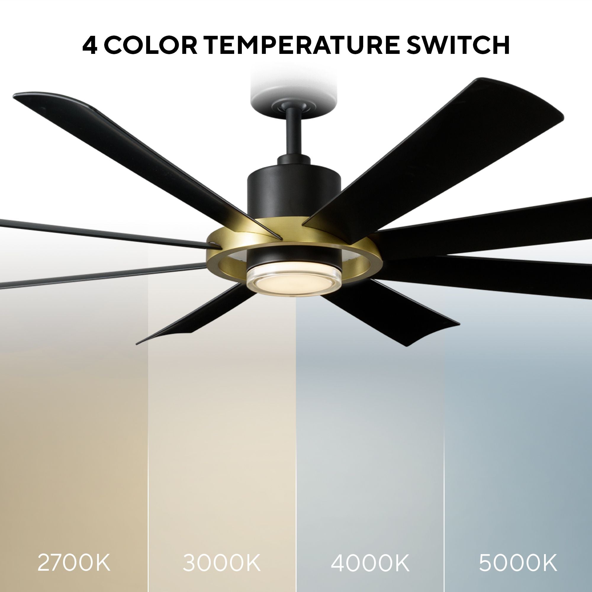Aura 60" Black & Brass Windmill Outdoor LED Smart Ceiling Fan