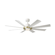 Aura 60" White & Brass Windmill Outdoor LED Smart Ceiling Fan