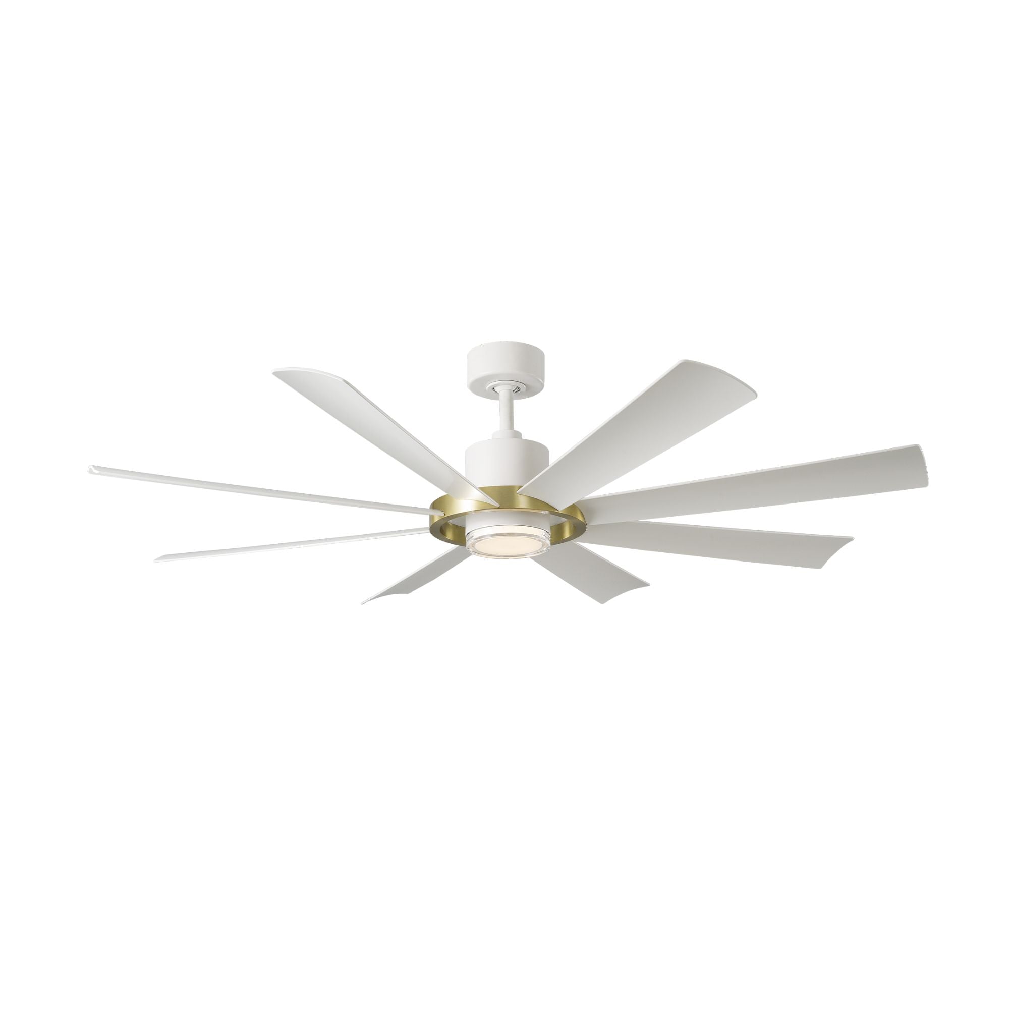 Aura 60" White & Brass Windmill Outdoor LED Smart Ceiling Fan