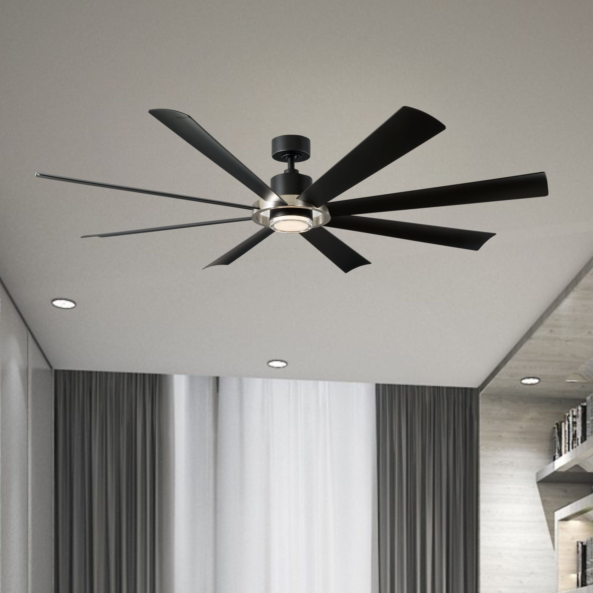 Aura 72" Black & Nickel Windmill Outdoor LED Smart Ceiling Fan