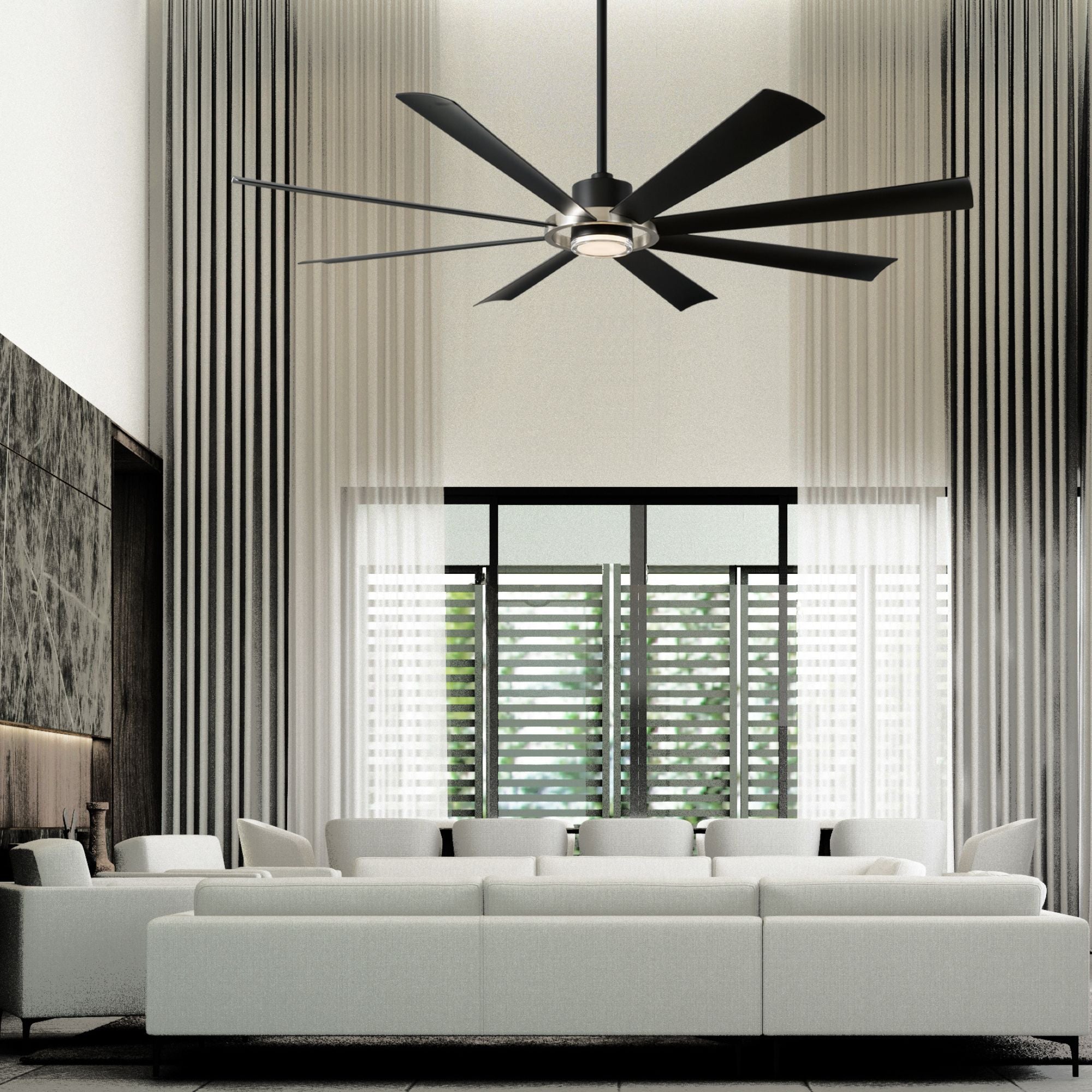 Aura 72" Black & Nickel Windmill Outdoor LED Smart Ceiling Fan