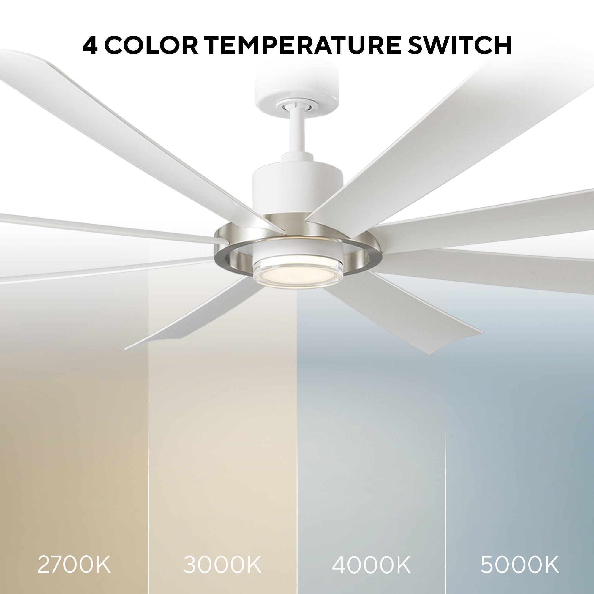 Aura 72" White & Nickel Windmill Outdoor LED Smart Ceiling Fan