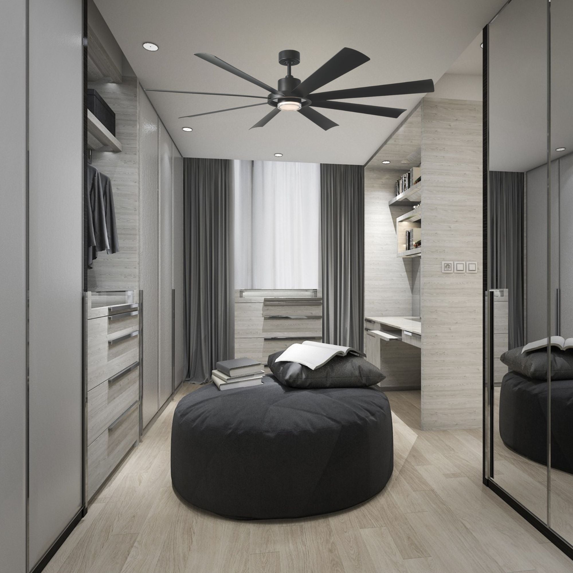Aura 72" Black Windmill Outdoor LED Smart Ceiling Fan