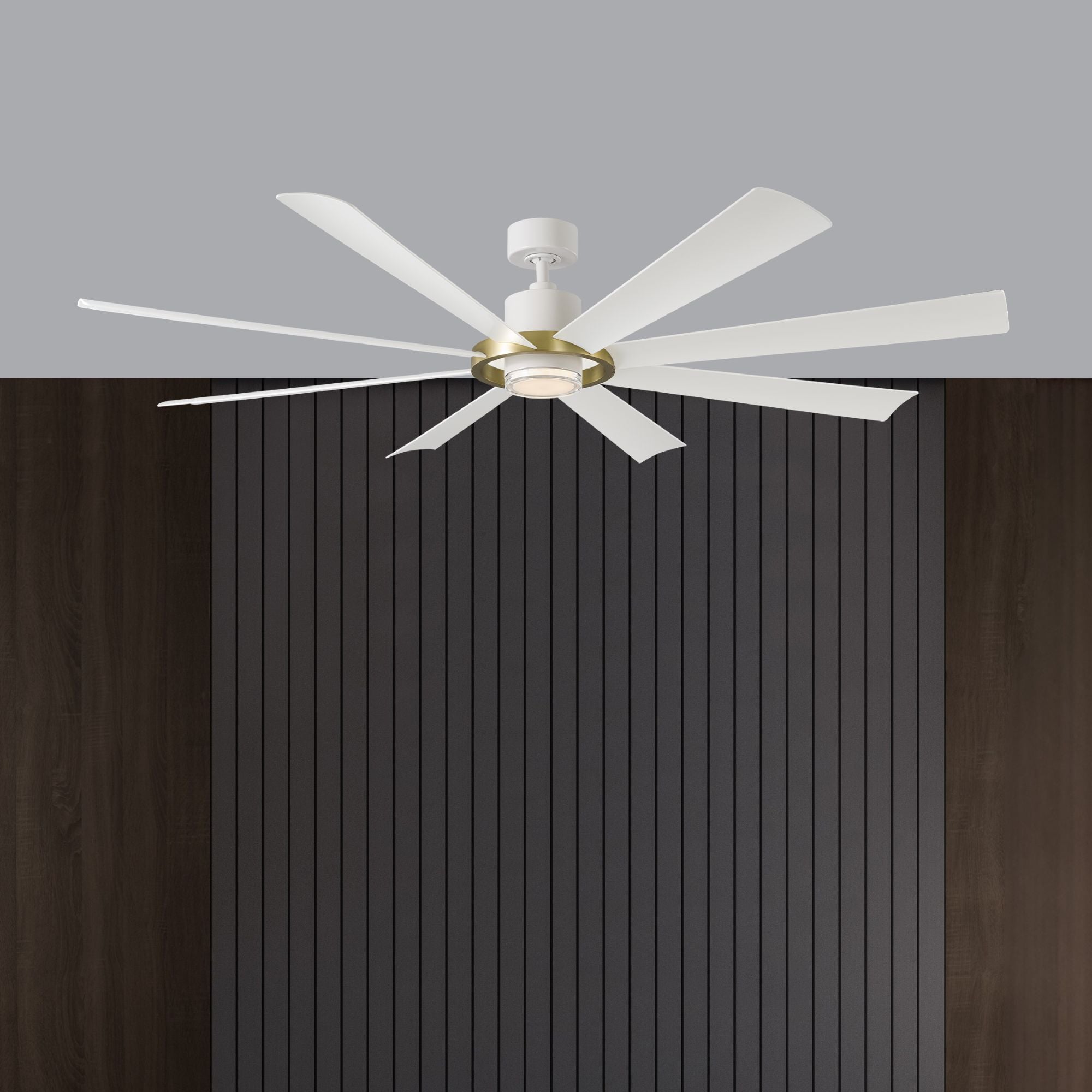 Aura 72" White & Brass Windmill Outdoor LED Smart Ceiling Fan