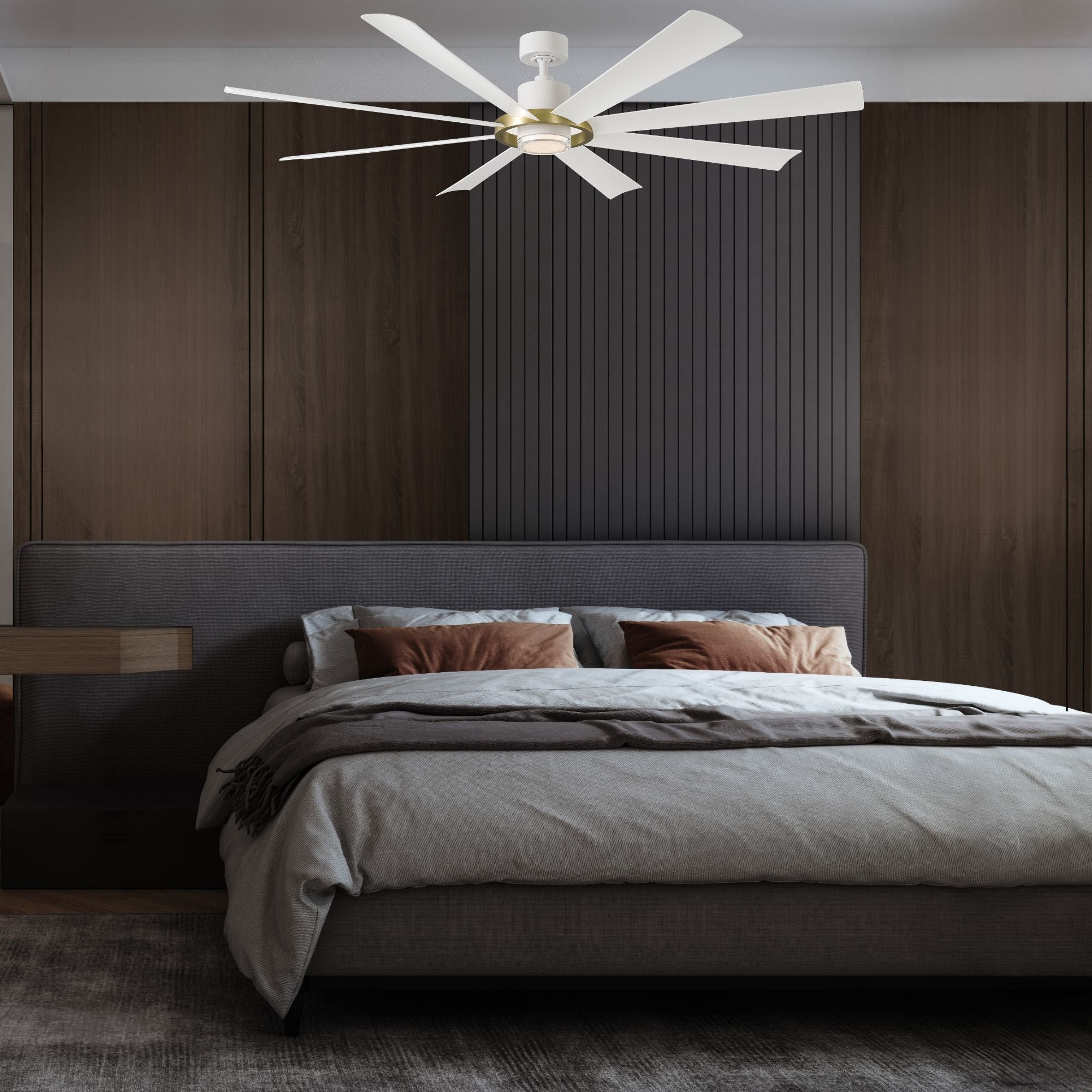 Aura 72" White & Brass Windmill Outdoor LED Smart Ceiling Fan
