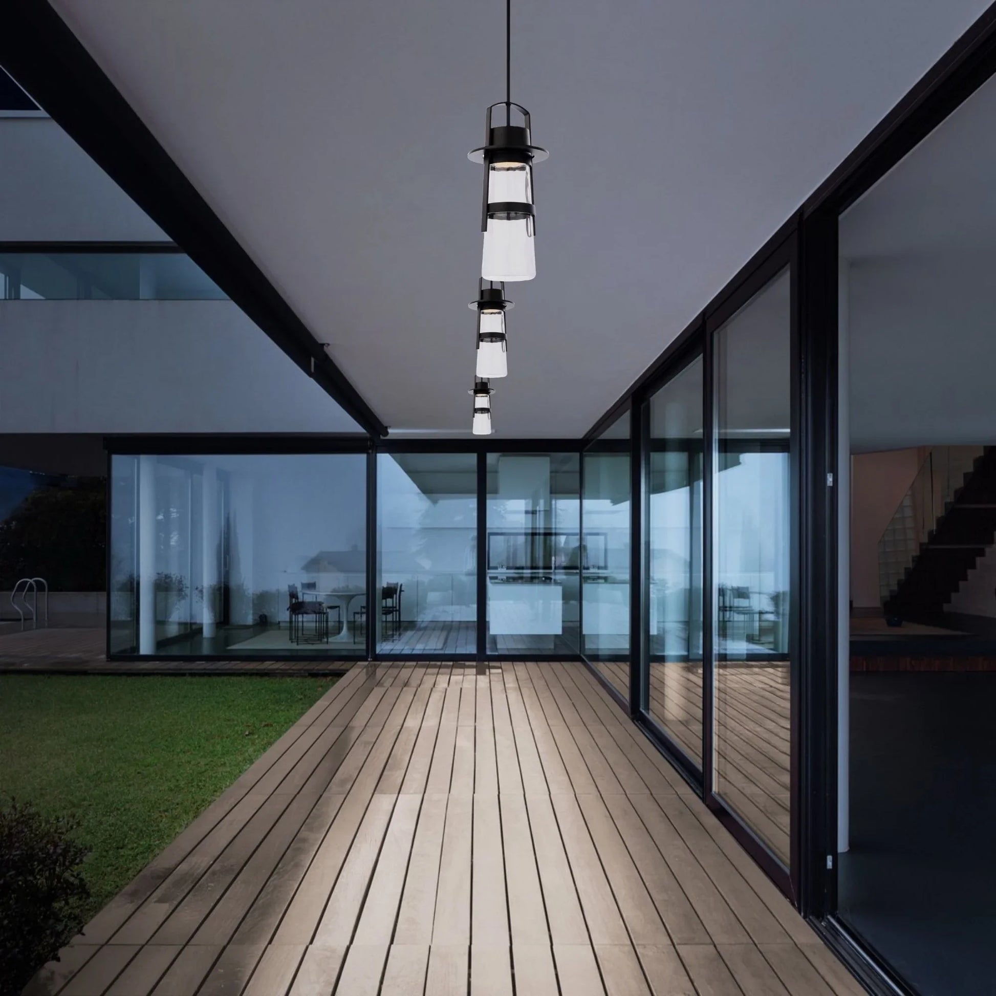 Modern Forms - Balthus 15" LED Outdoor Pendant, Black Finish | Bees Lighting