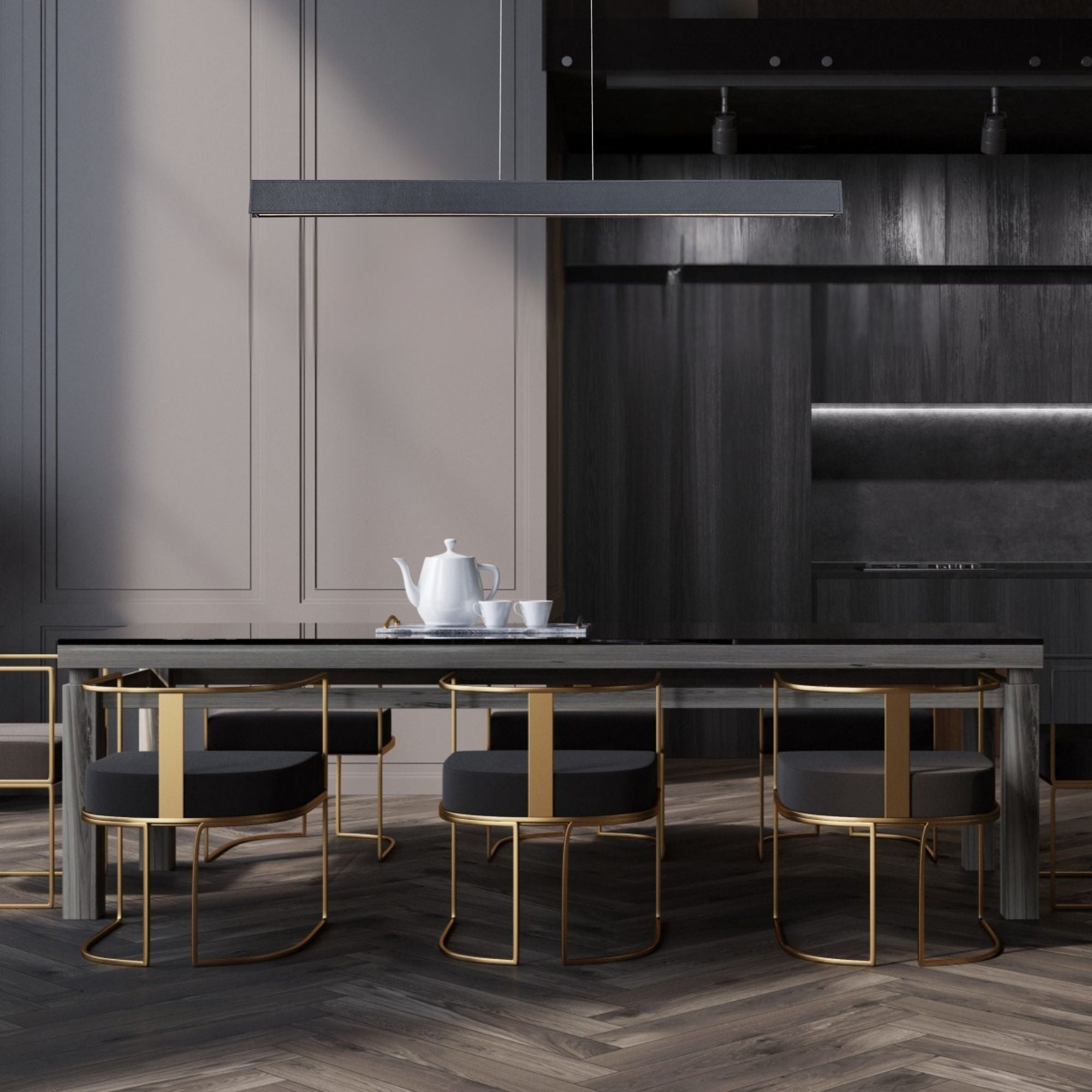 BDSM 42" LED Linear Pendant, Black Finish - Bees Lighting