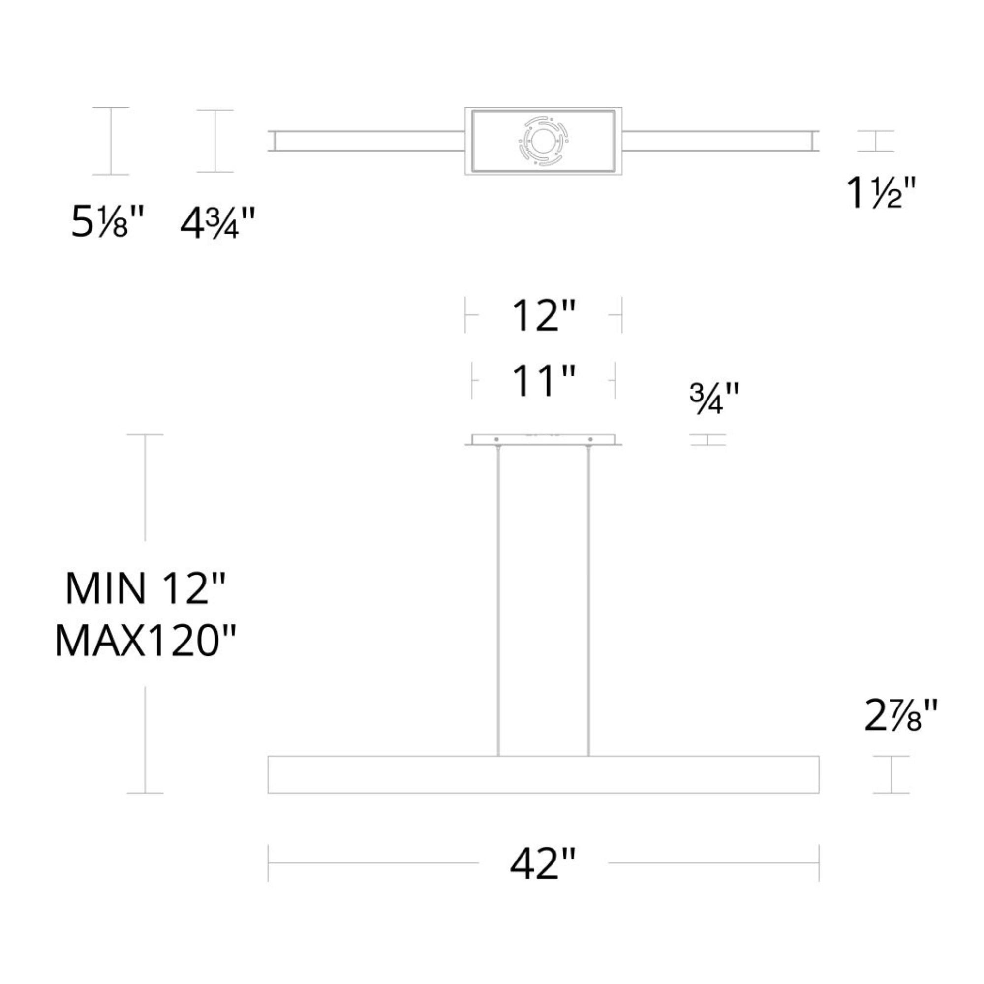 BDSM 42" LED Linear Pendant, Black Finish - Bees Lighting