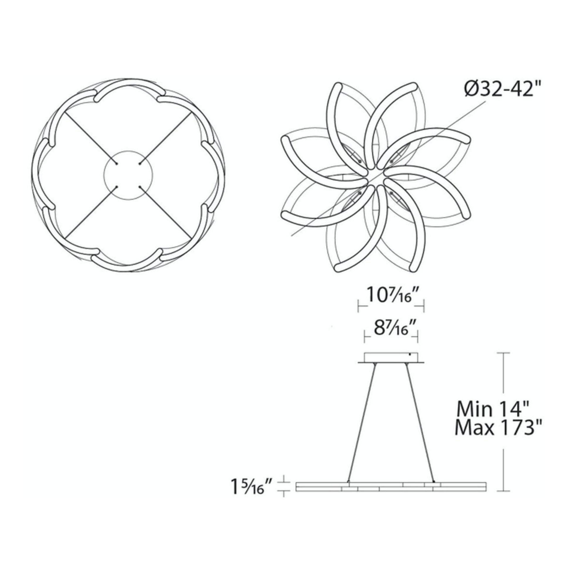 Bloom 32" LED Chandelier, Black Finish - Bees Lighting