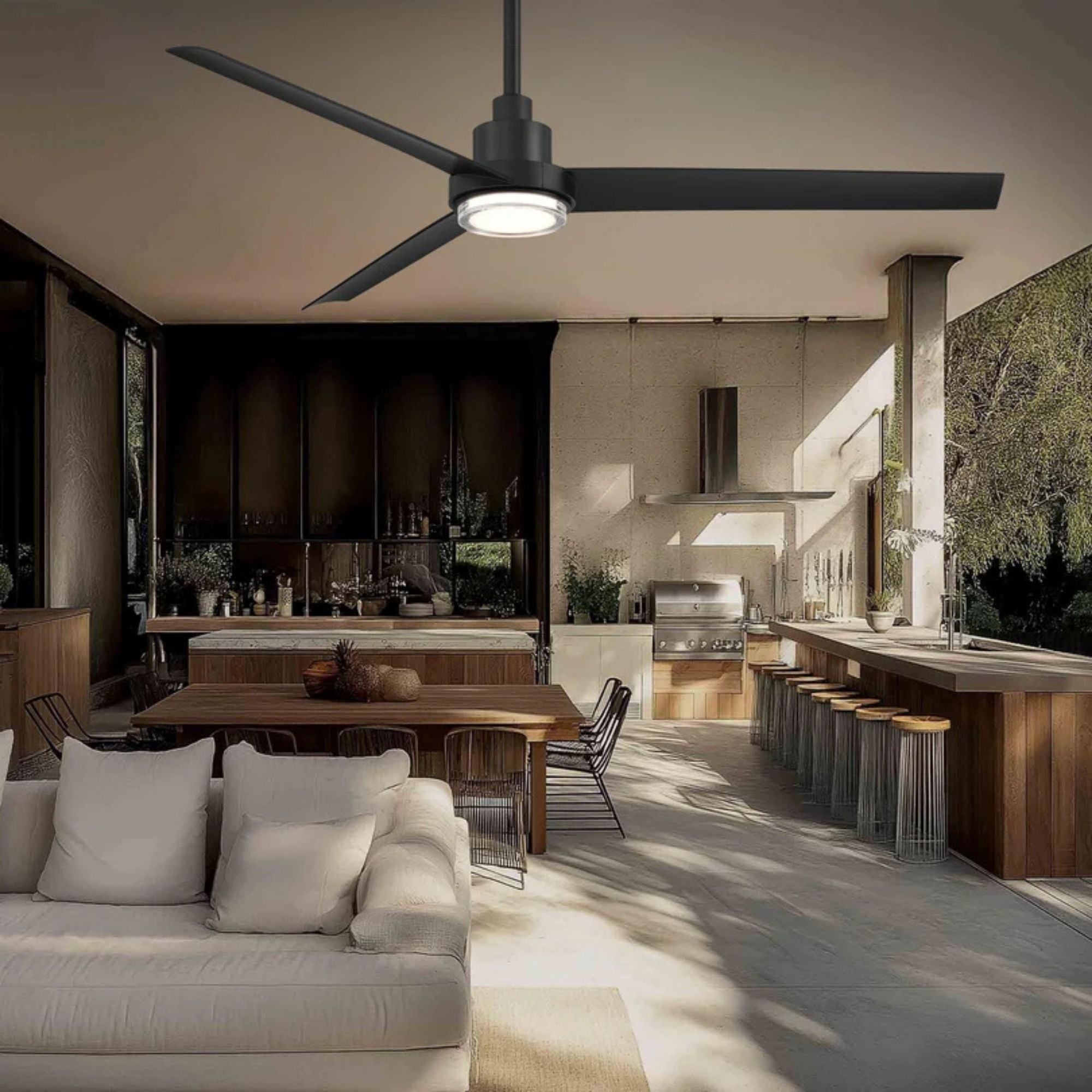 Bolo 56" Matte Black Outdoor CCT LED Smart Ceiling Fan