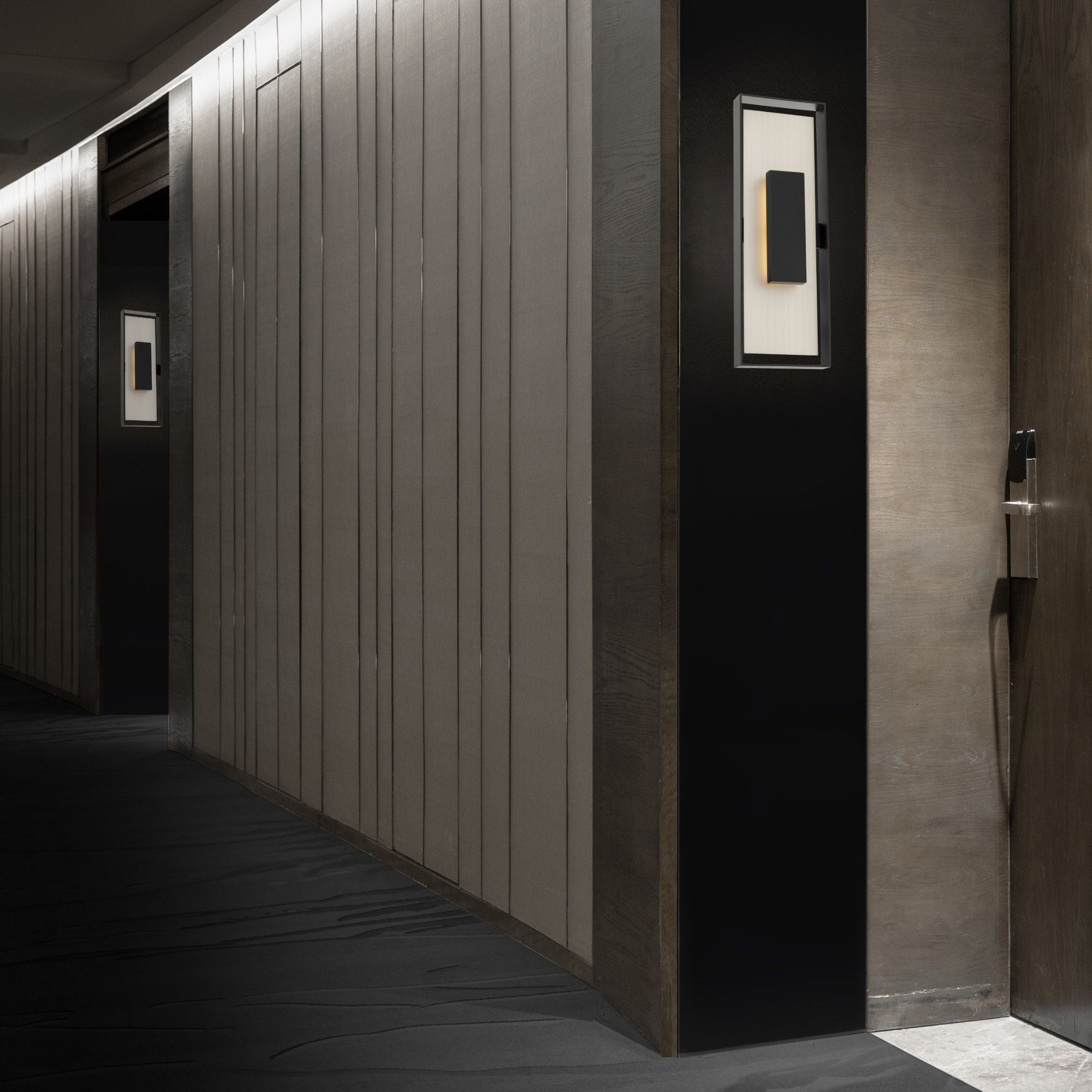 Boxie 22" LED Outdoor Wall Sconce, Black/Brushed Nickel Finish