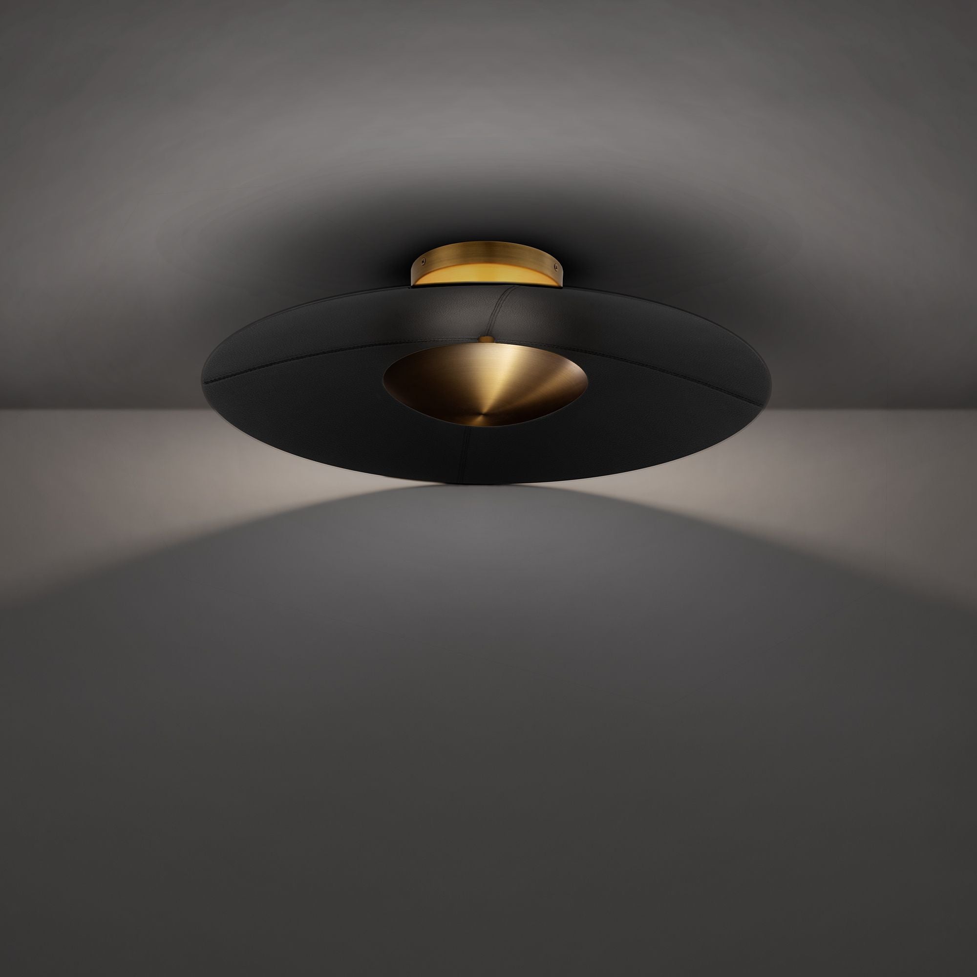 Brody 22" LED Flush Mount, Black/Aged Brass Finish