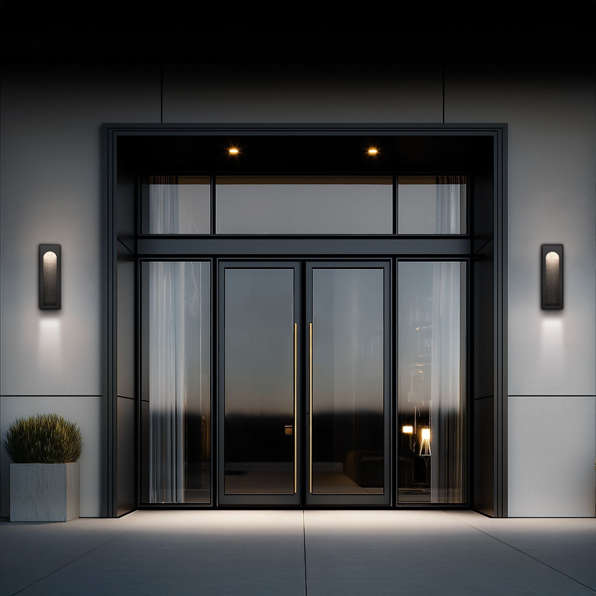 Modern Forms Cadey 19" LED Outdoor Wall Sconce, Basalt Stone/Black Finish