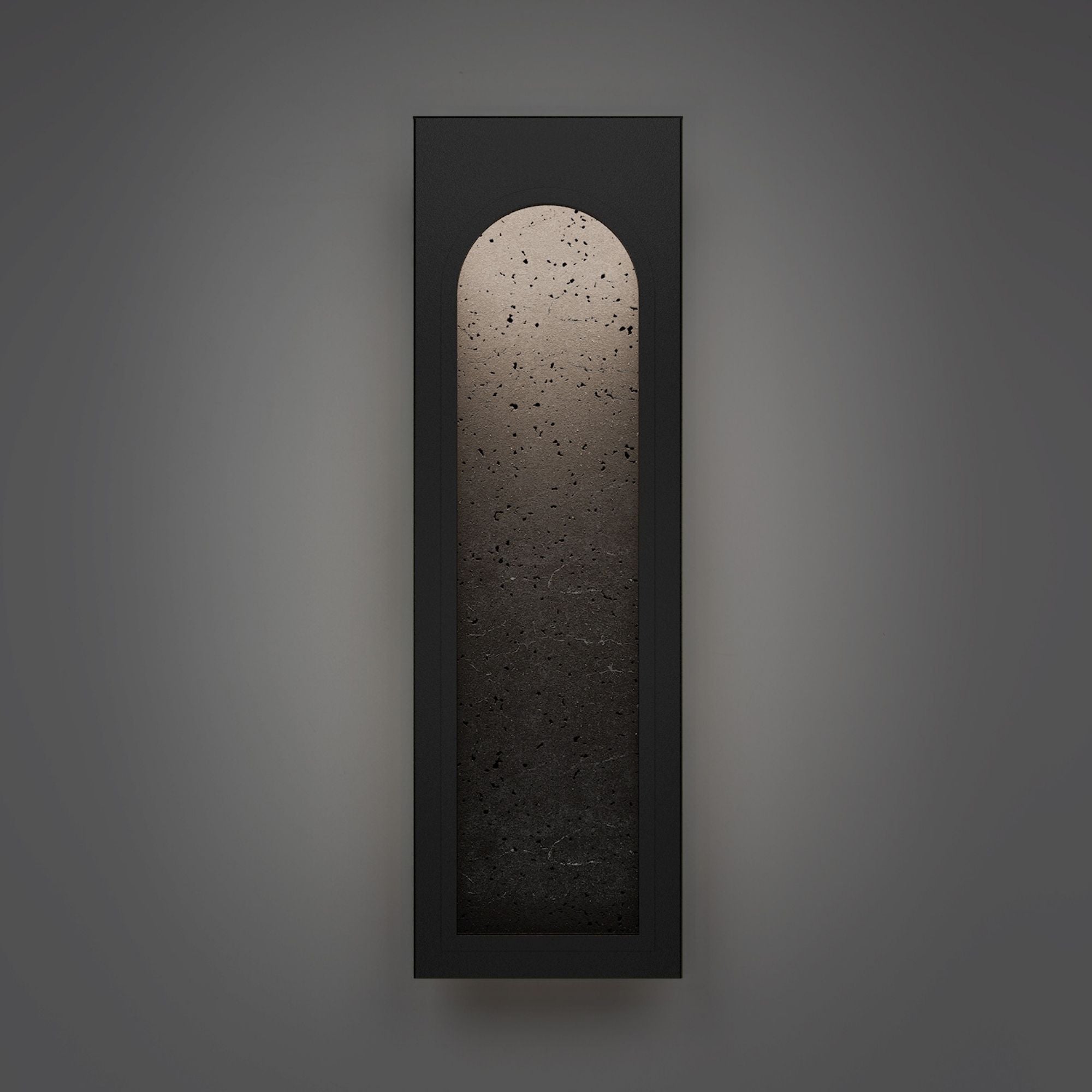 Modern Forms Cadey 24 in. Outdoor Sconce, Basalt Stone & Black with Natural Stone Shade