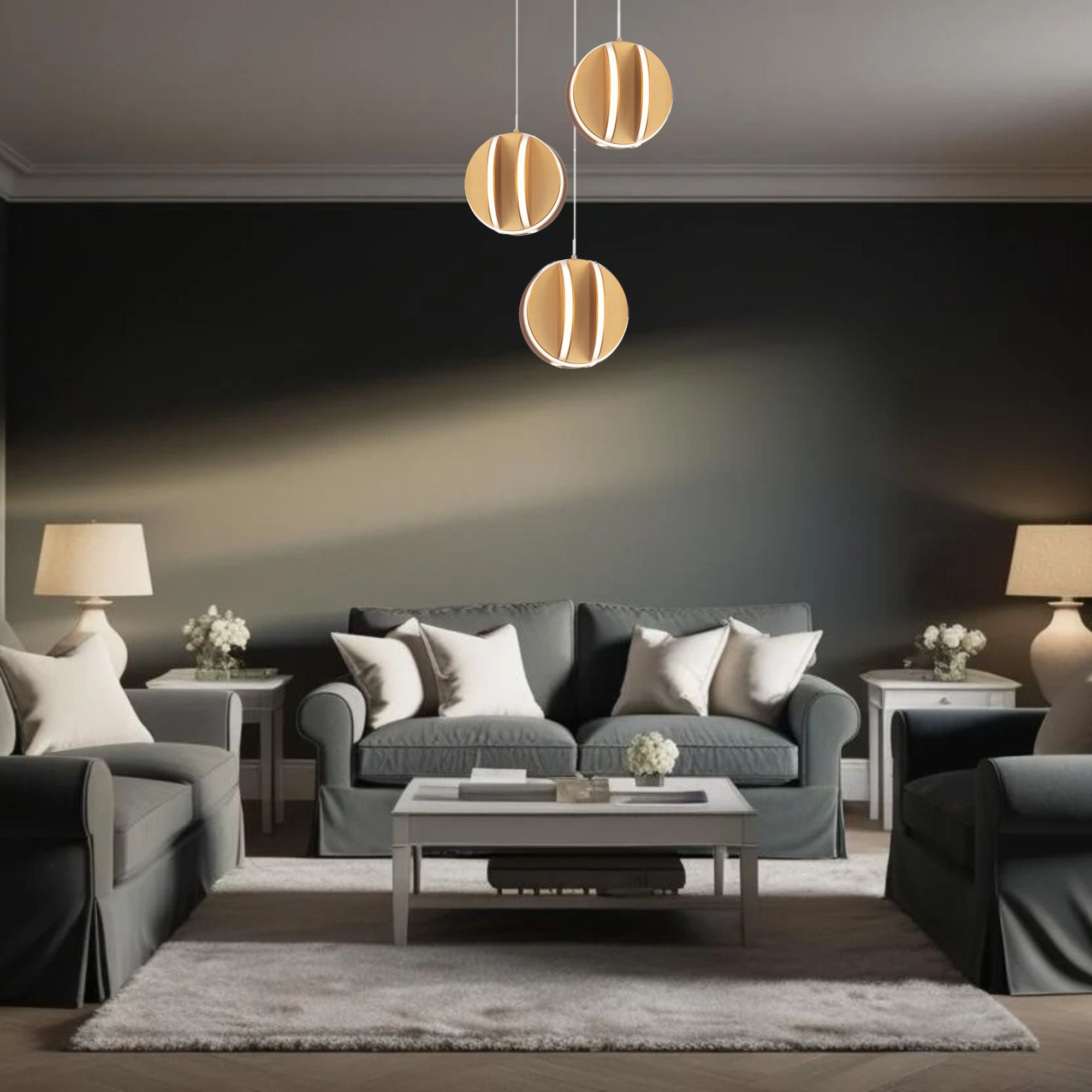 Carillion 12" LED Chandelier, Aged Brass Finish - Bees Lighting