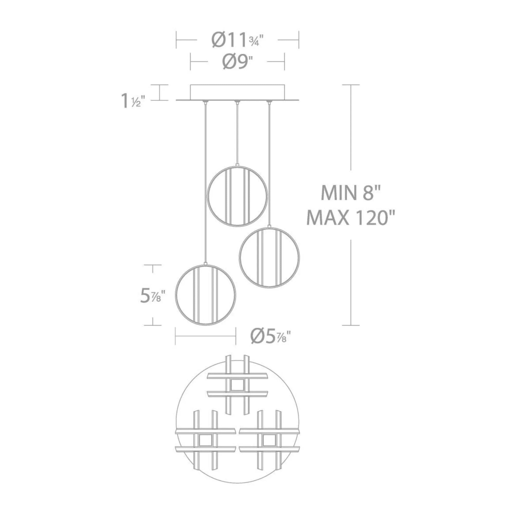 Carillion 12" LED Chandelier, Black Finish - Bees Lighting