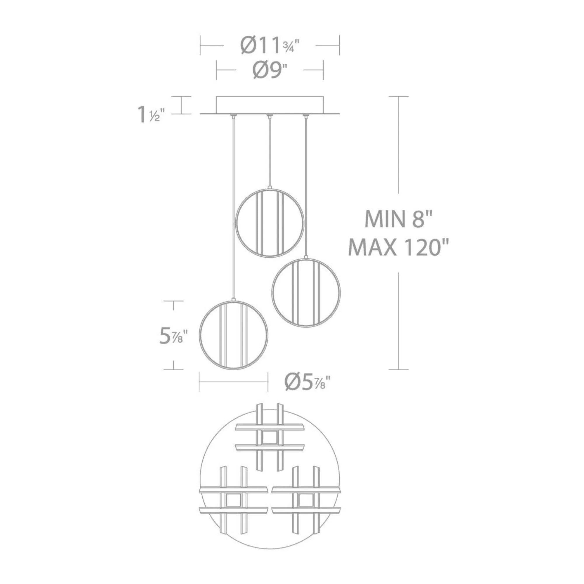 Carillion 12" LED Chandelier, Black Finish - Bees Lighting