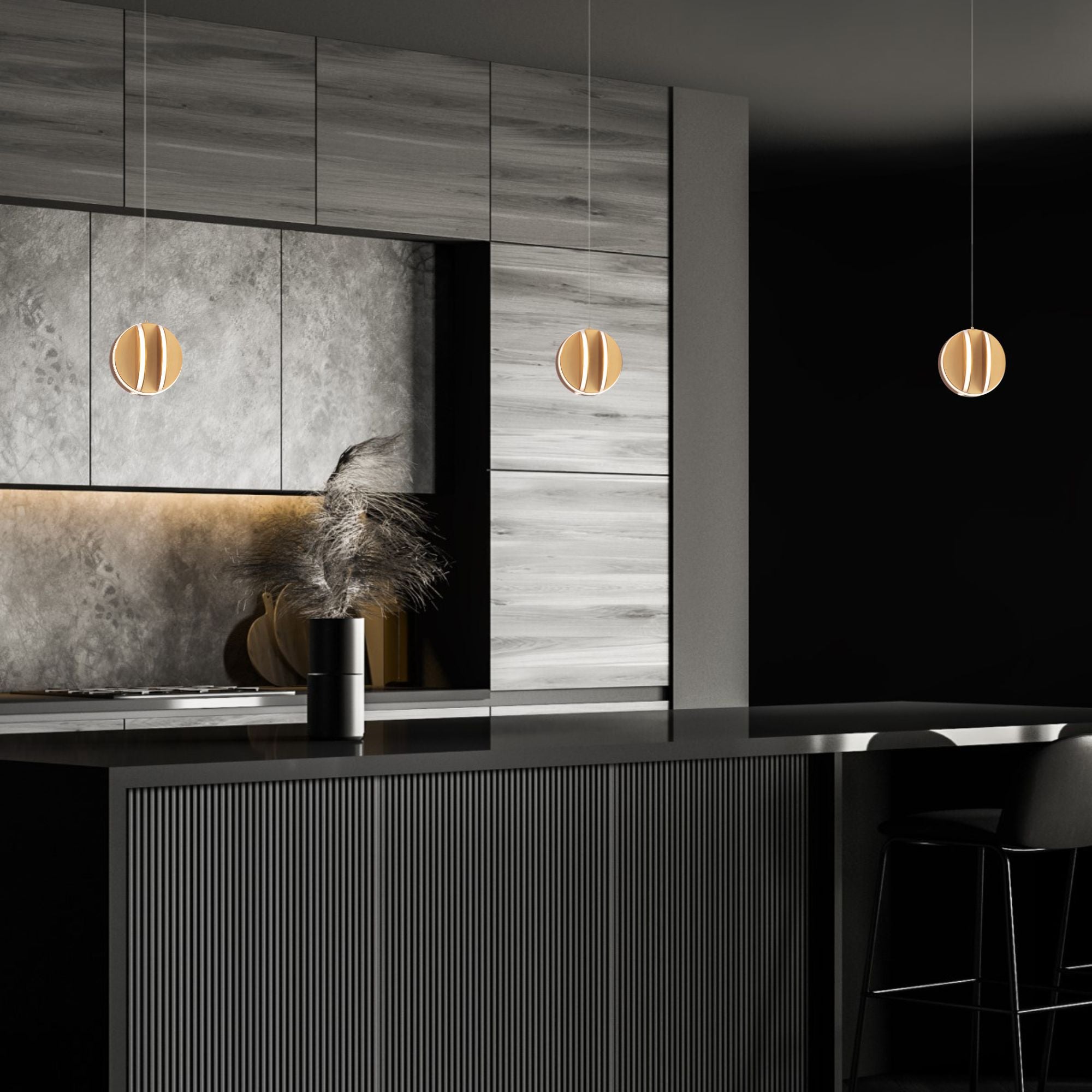 Carillion 6" LED Mini Pendant, Aged Brass Finish - Bees Lighting