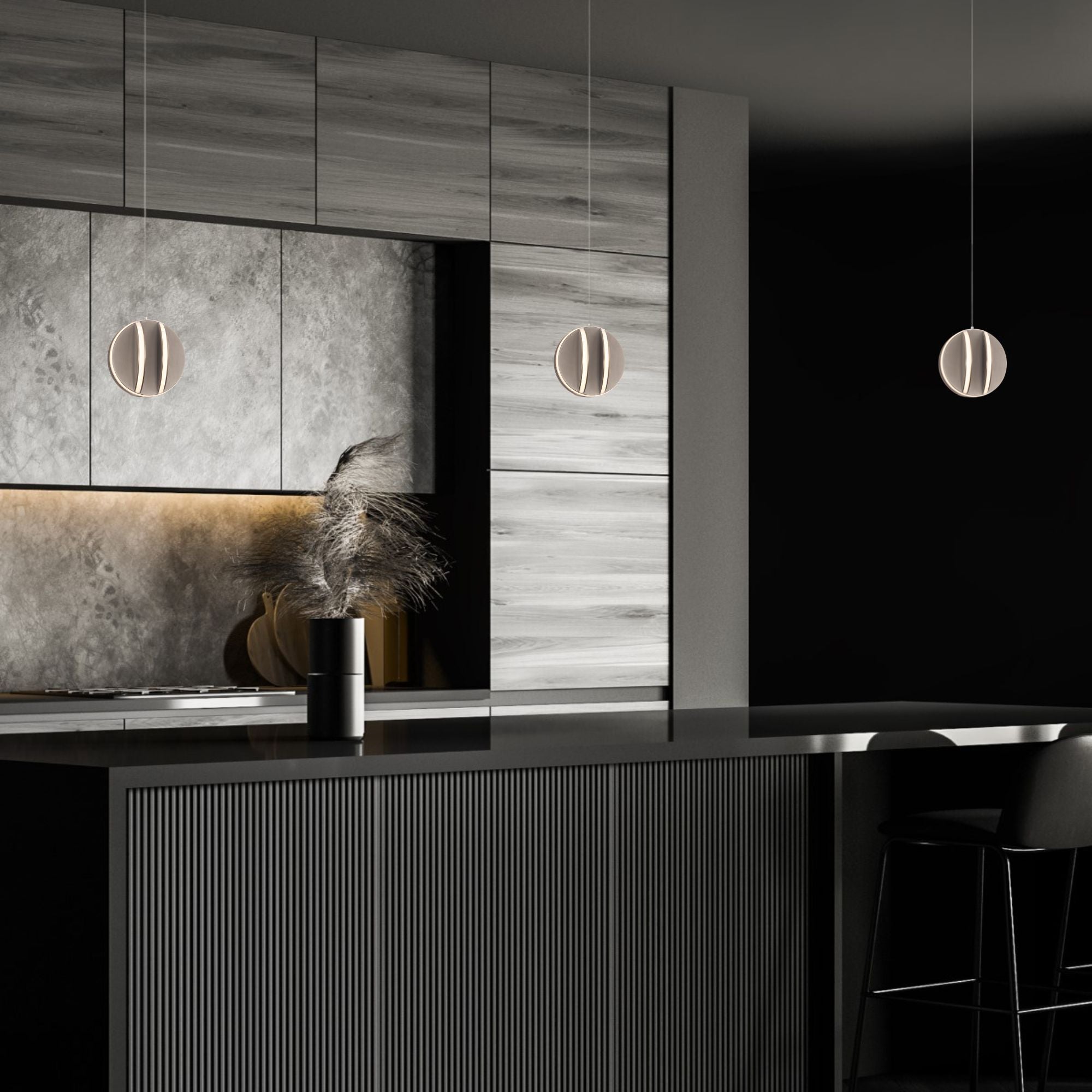 Carillion 6" LED Mini Pendant, Brushed Nickel Finish - Bees Lighting