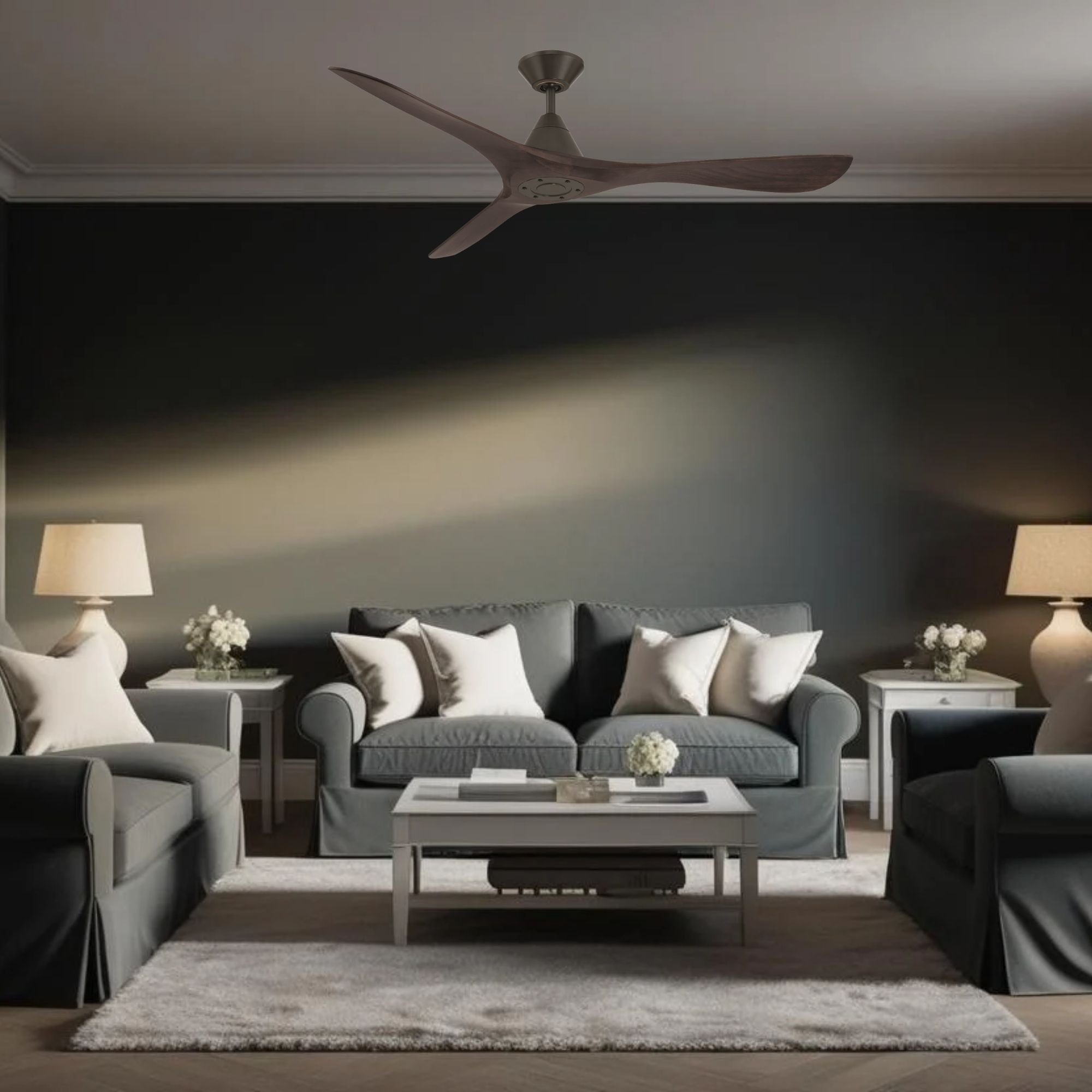 Carve 60" Smart Ceiling Fan, Bronze with Dark Walnut Blades