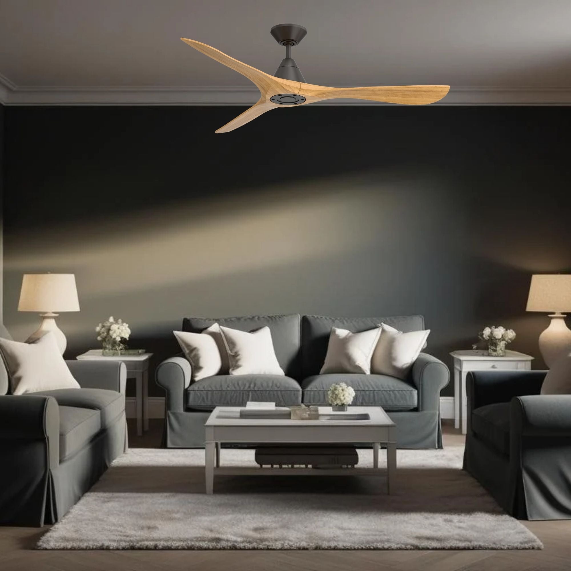 Modern Forms Carve 60" Smart Ceiling Fan, Bronze with Honey Oak Blades