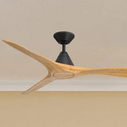 Modern Forms Carve 60" Smart Ceiling Fan, Matte Black with Honey Oak Blades
