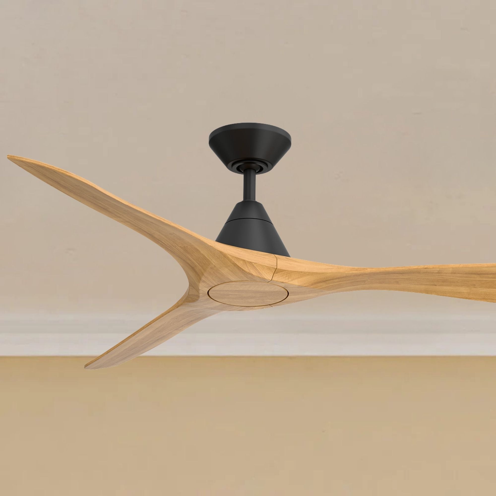 Modern Forms Carve 60" Smart Ceiling Fan, Matte Black with Honey Oak Blades