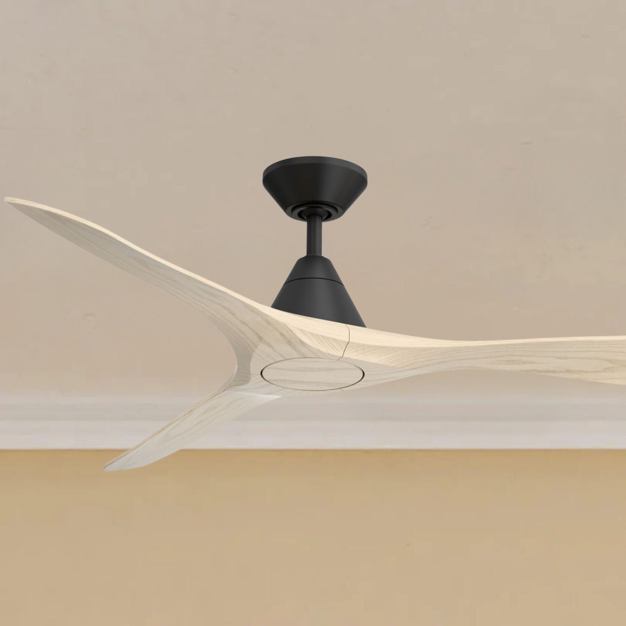 Modern Forms Carve 60" Smart Ceiling Fan, Matte Black with White Oak Blades
