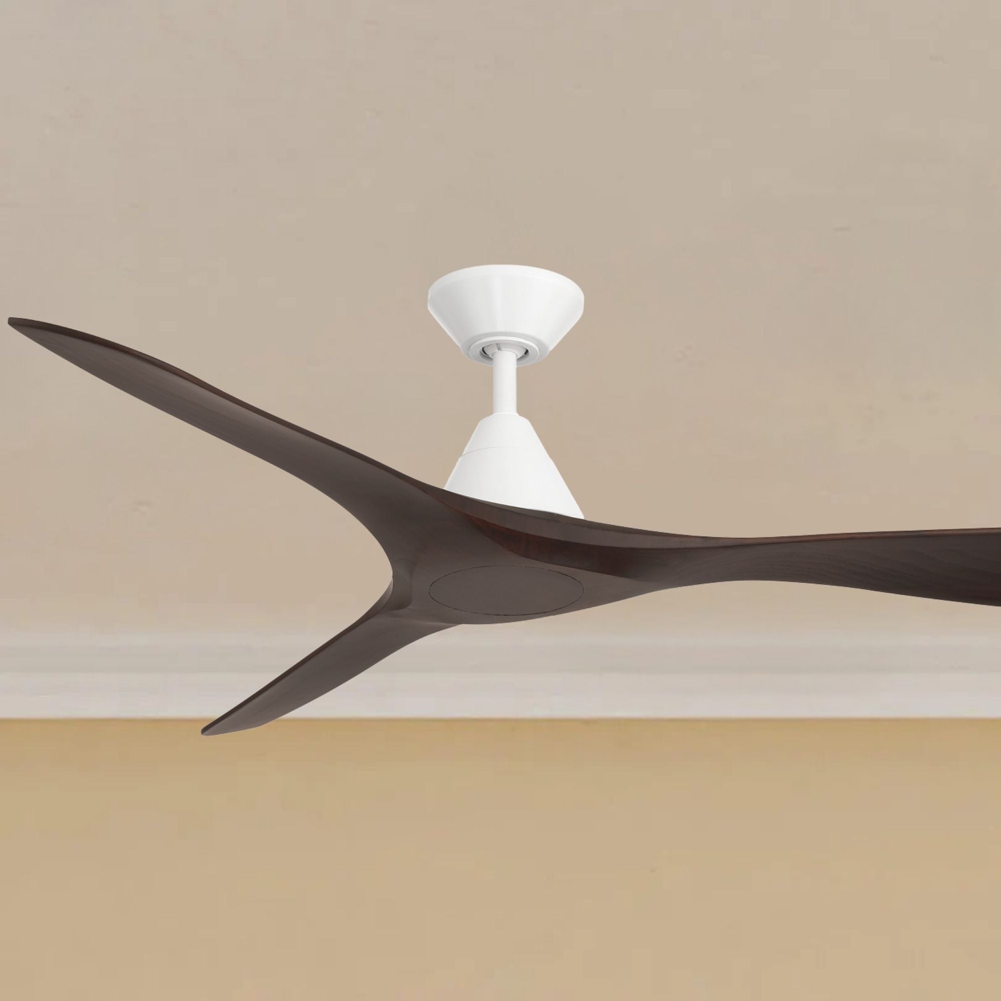 Carve 60" Smart Ceiling Fan, Matte White with Dark Walnut Blades