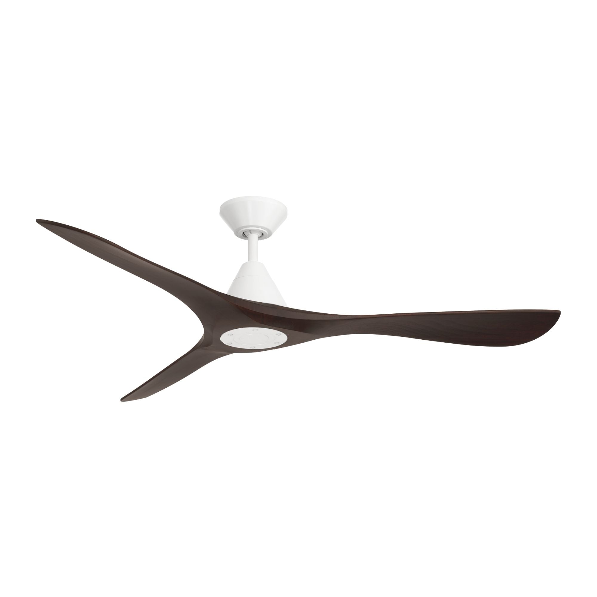 Carve 60" Smart Ceiling Fan, Matte White with Dark Walnut Blades