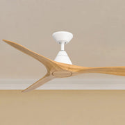 Modern Forms Carve 60" Smart Ceiling Fan, Matte White with Honey Oak Blades