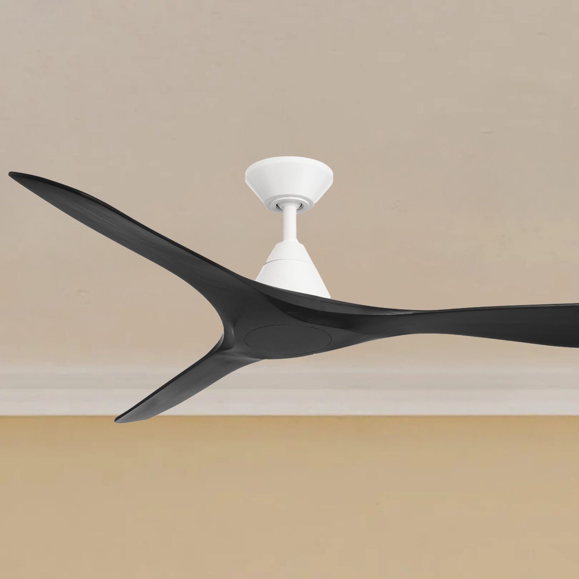 Carve 60" Smart Ceiling Fan, Matte White with Matte Black Blades