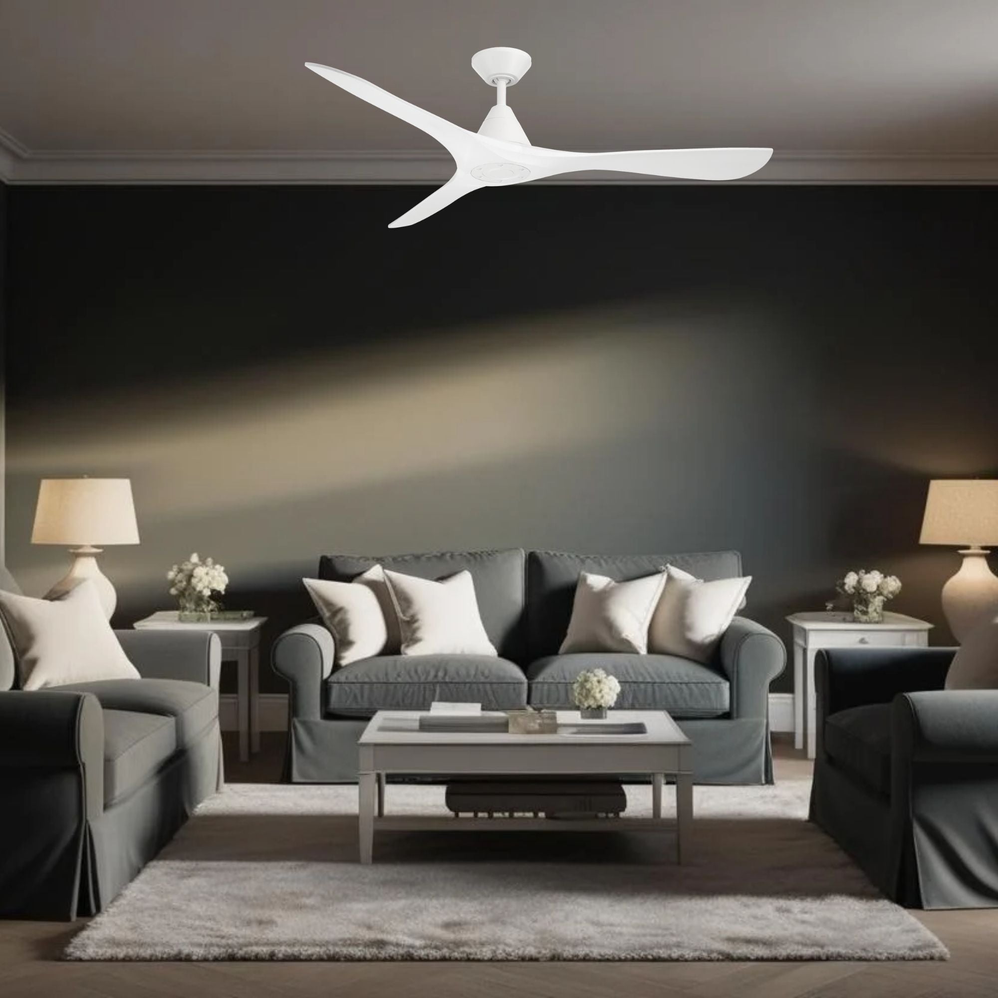 Carve 60" Smart Ceiling Fan, Matte White