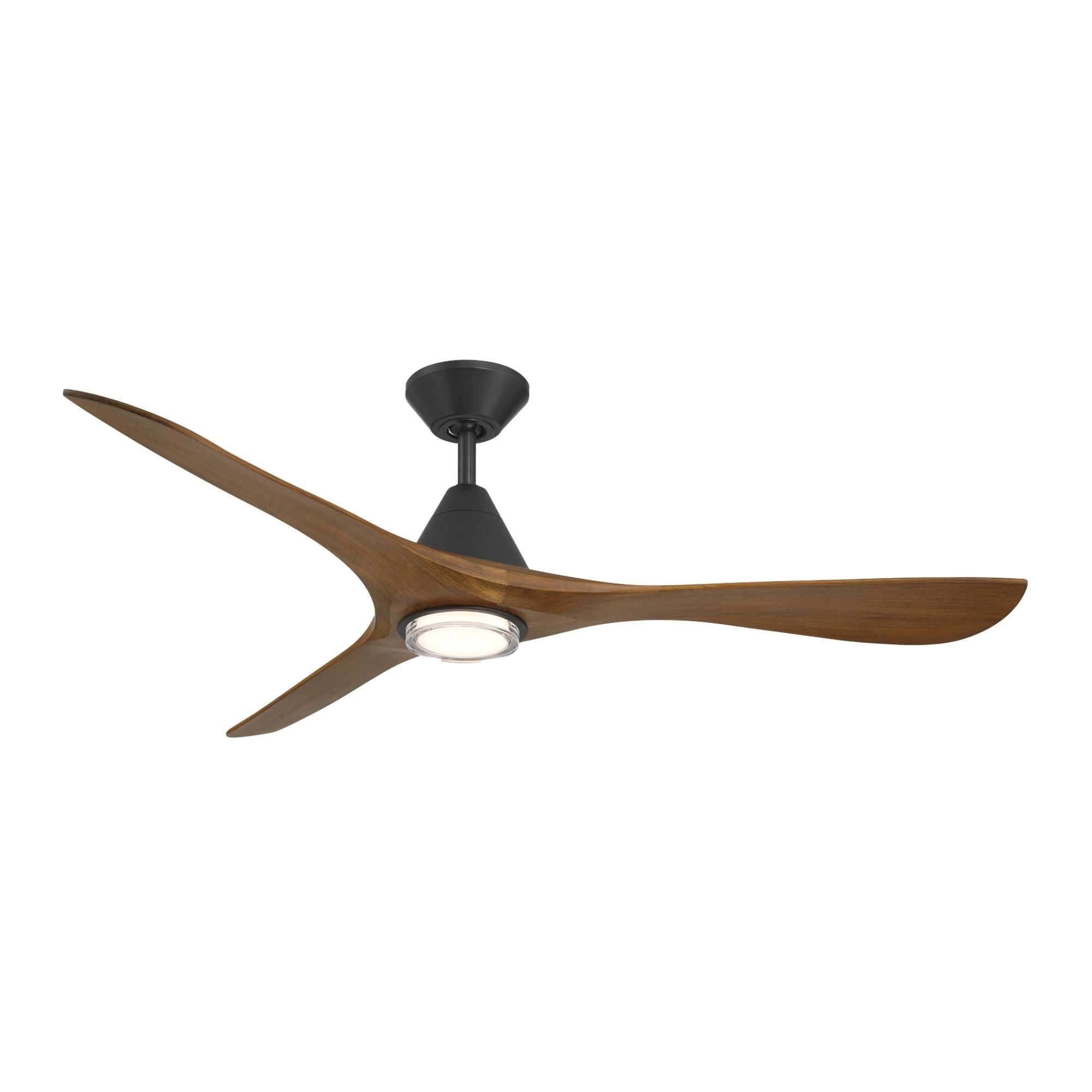 Carve 60" LED Smart Ceiling Fan, Matte Black with Distressed Koa Blades