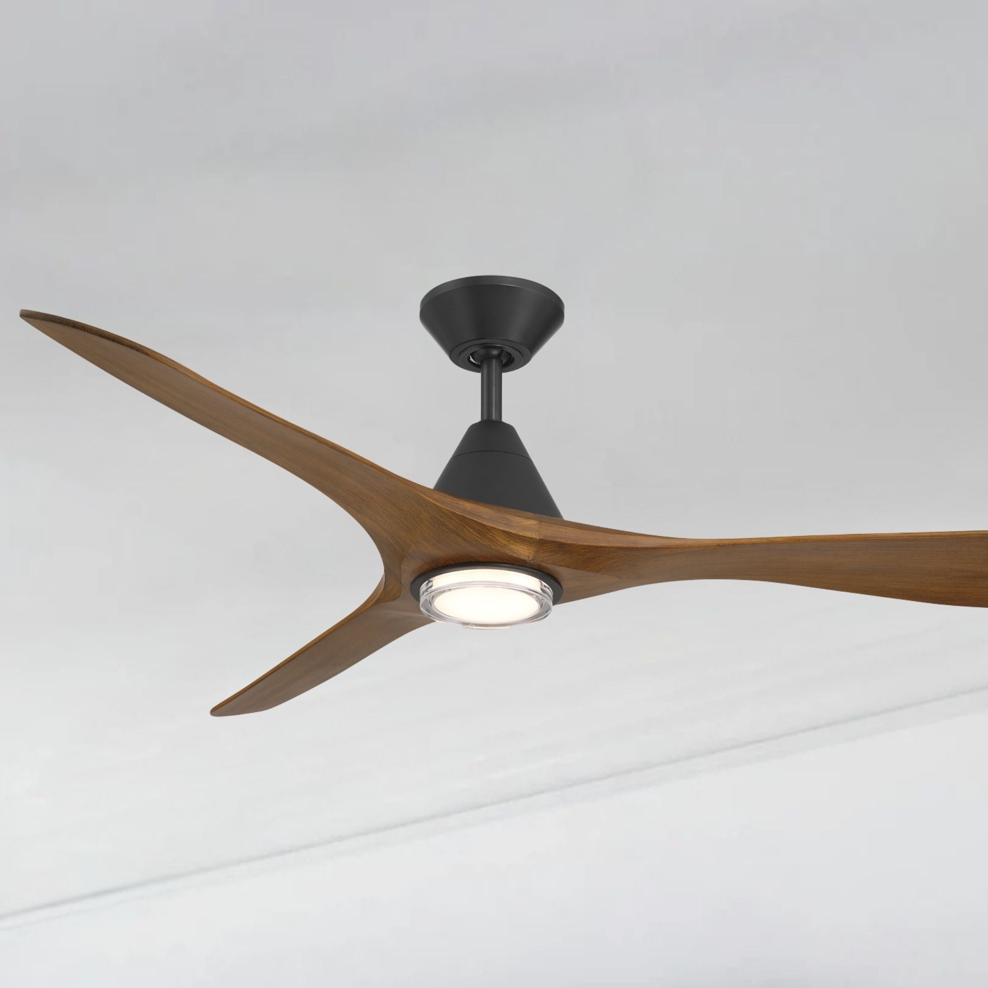 Carve 60" LED Smart Ceiling Fan, Matte Black with Distressed Koa Blades