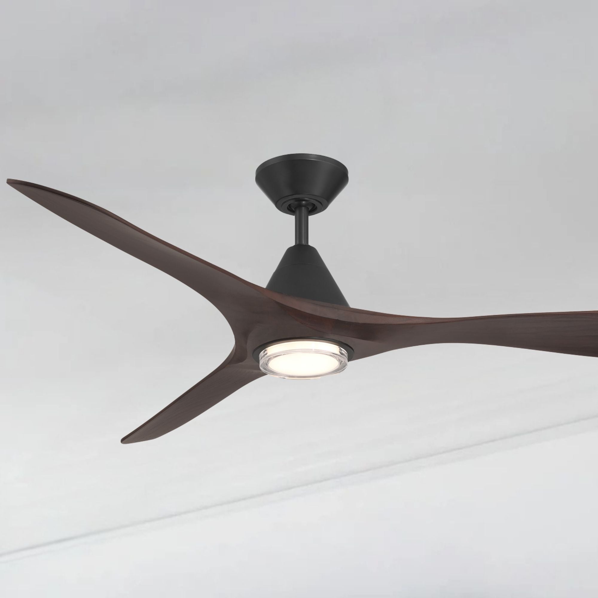Carve 60" LED Smart Ceiling Fan, Matte Black with Dark Walnut Blades