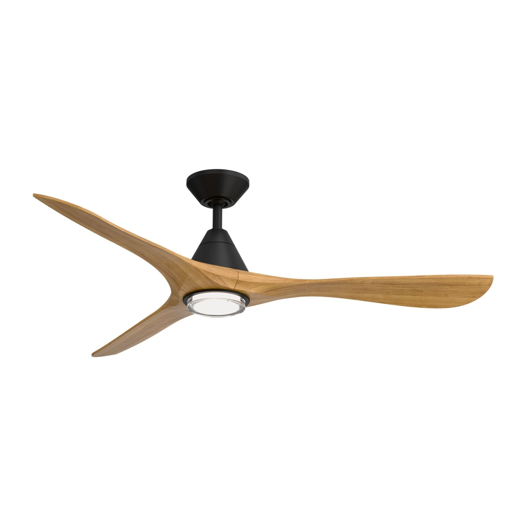 Modern Forms Carve 60" LED Smart Ceiling Fan, Matte Black with Honey Oak Blades