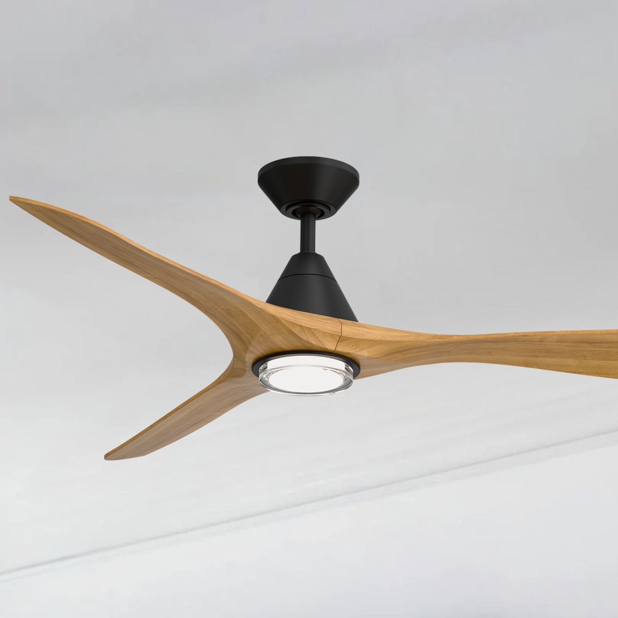 Modern Forms Carve 60" LED Smart Ceiling Fan, Matte Black with Honey Oak Blades