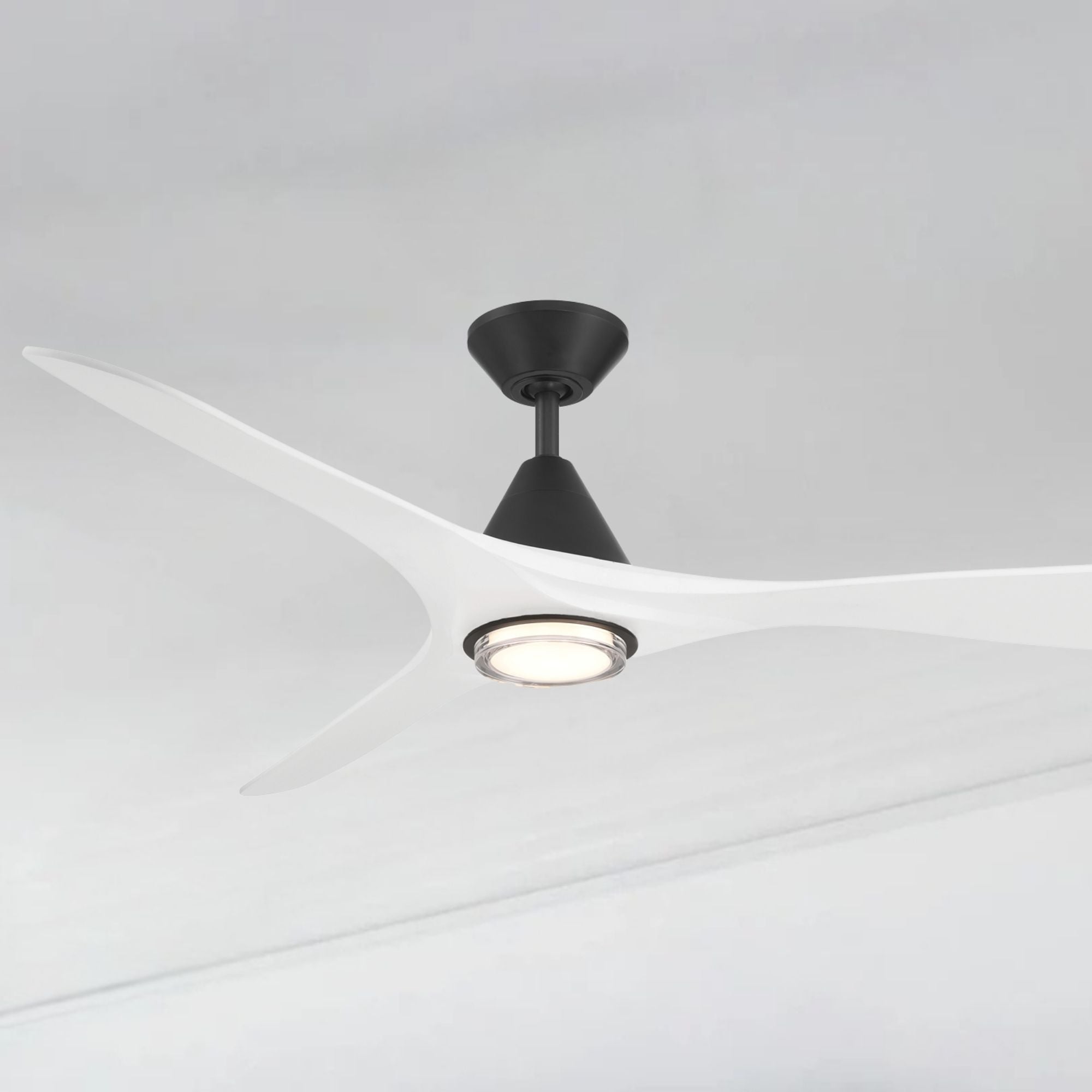 Carve 60" LED Smart Ceiling Fan, Matte Black with Matte White Blades