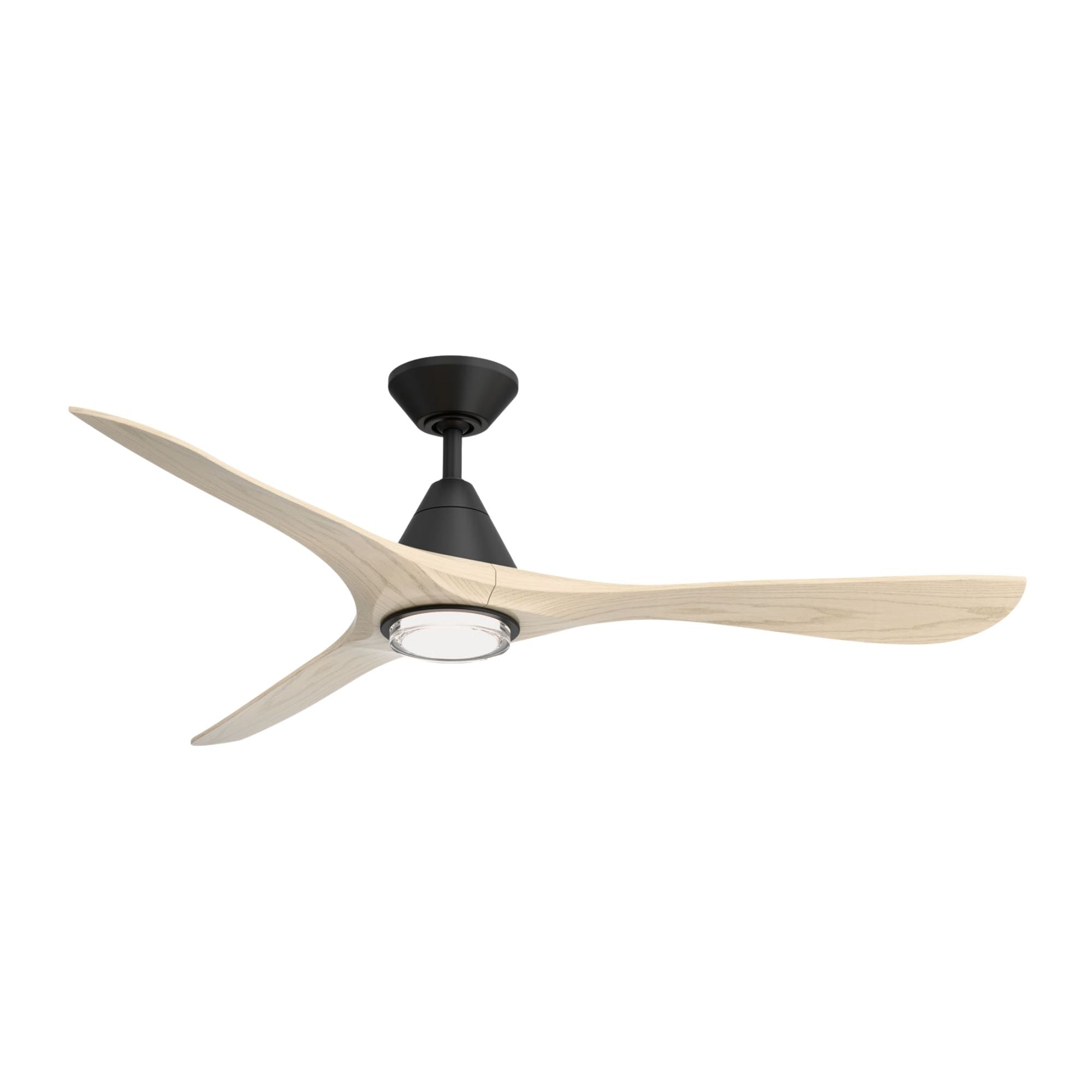 Modern Forms Carve 60" LED Smart Ceiling Fan, Matte Black with White Oak Blades