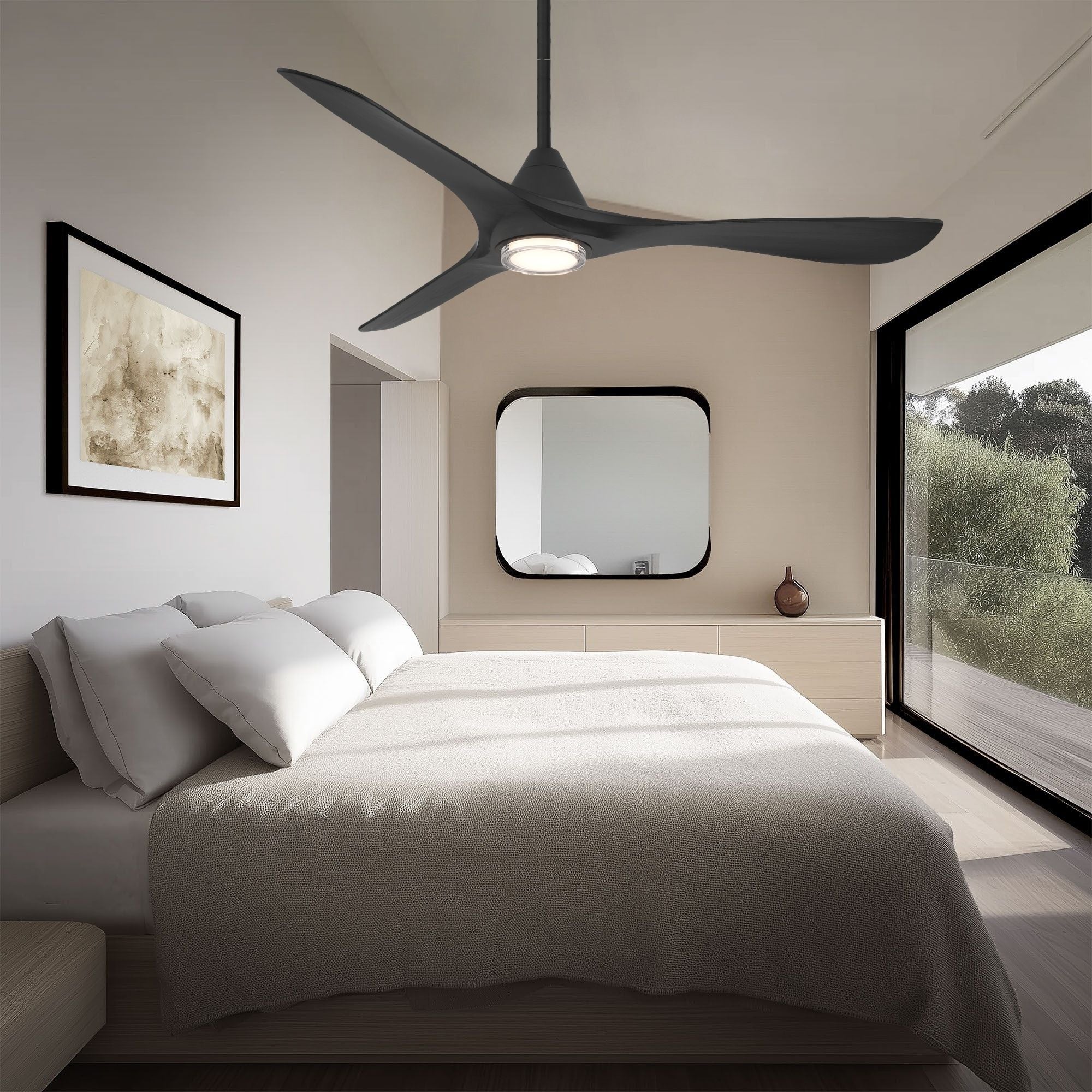 Carve 60" LED Smart Ceiling Fan, Matte Black